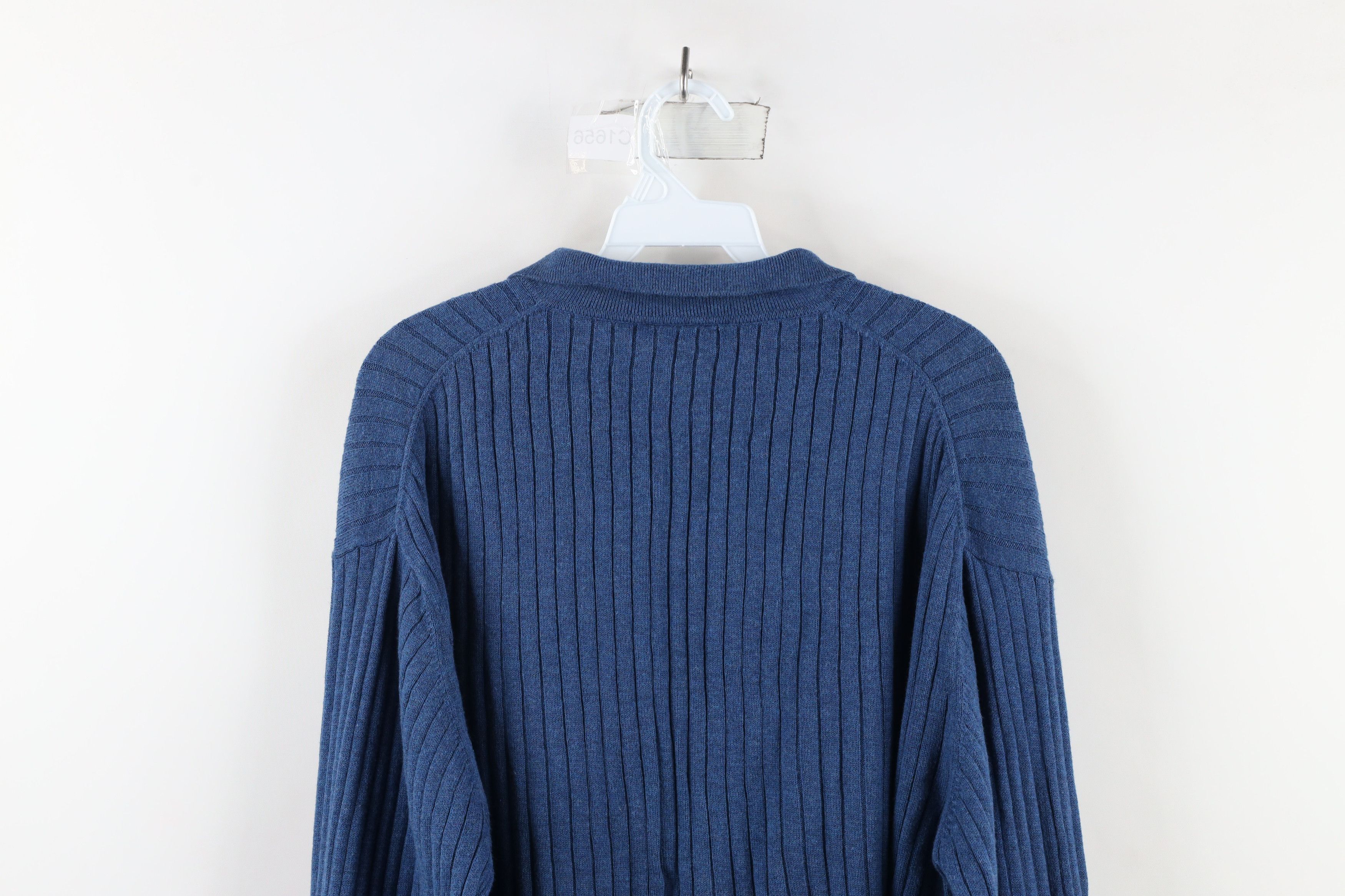 Vintage Vintage 90s Streetwear Ribbed Collared Pullover Sweater Blue Size US XXL / EU 58 / 5 - 7 Thumbnail
