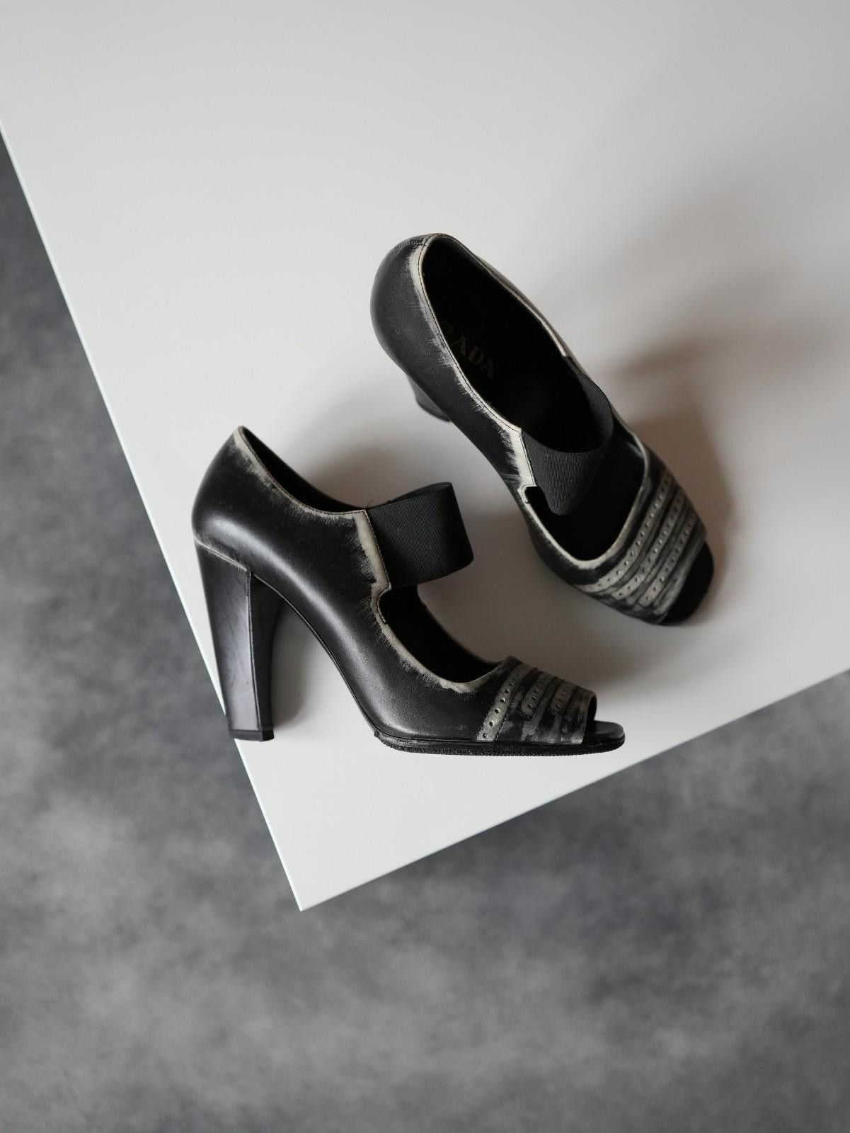 Prada FW 2007 Prada Distressed Leather Strap Open Toe Heel Pumps Size US 7 / IT 37 - 1 Thumbnail