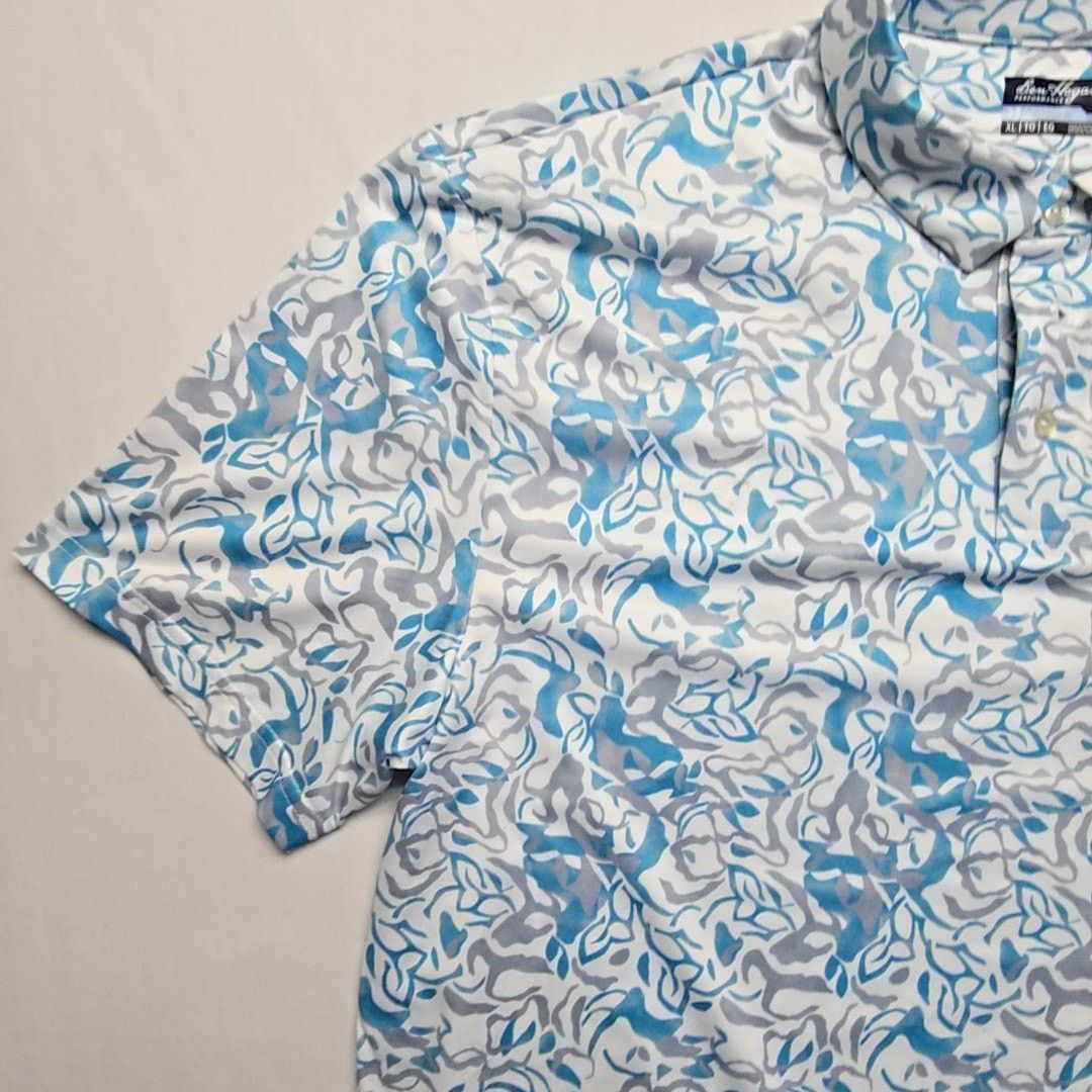 Hogan Ben Hogan Performance Polo XL Blue Gray Abstract Print Shirt Size US XL / EU 56 / 4 - 5 Thumbnail
