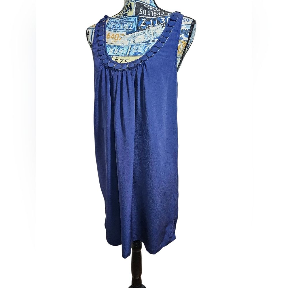 Joie New Joie Navy Blue Sheath Dress Small Silk Polka Dot Size S / US 4 / IT 40 - 2 Thumbnail