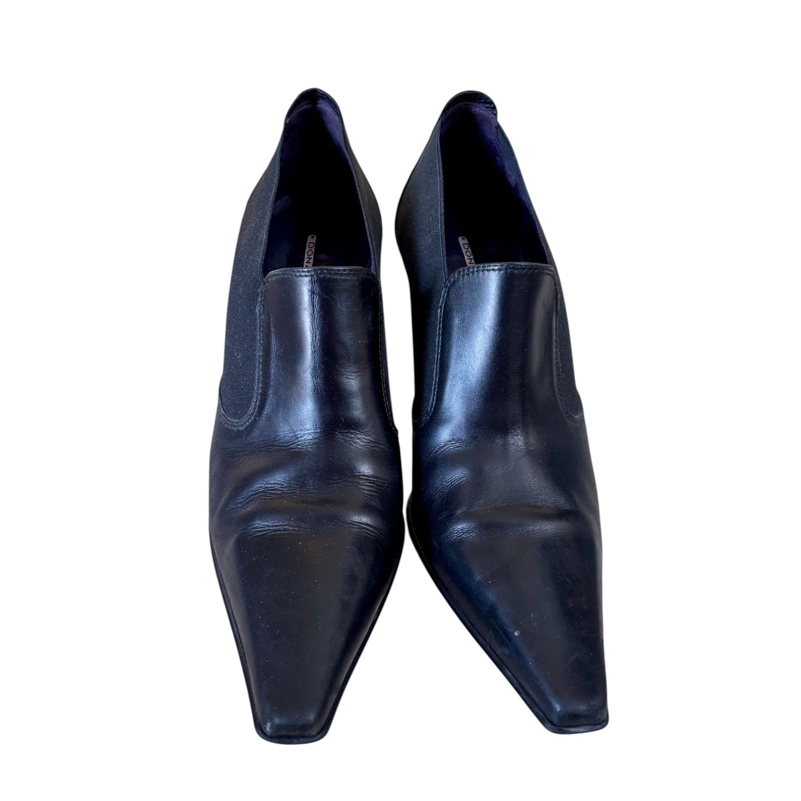 Donald Pliner Donald Pliner Black Leather Bootie Shoe Pump Elastic Panels Size US 11 / IT 41 - 4 Thumbnail