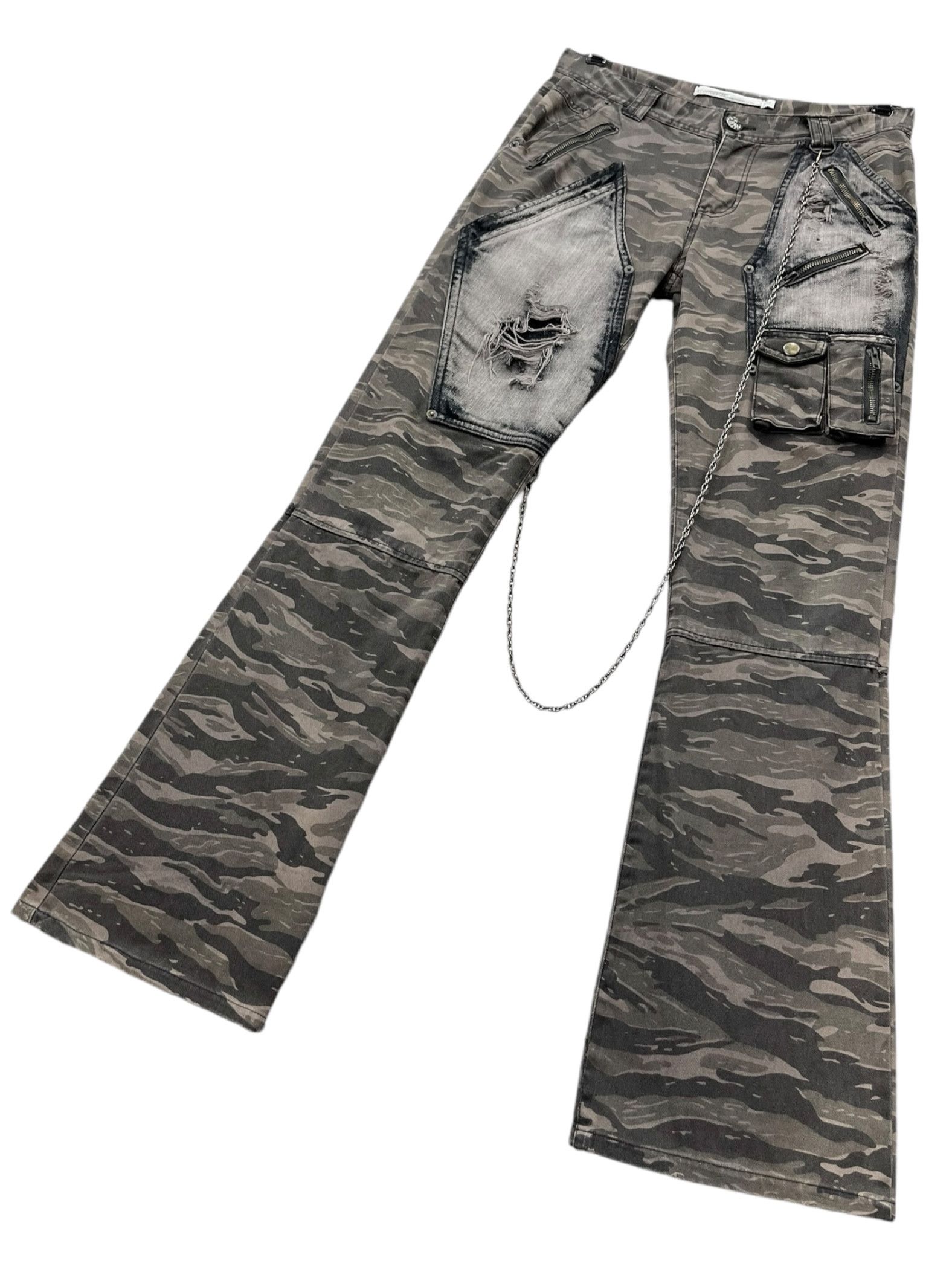 Japanese Brand 🔥TIGER STRIPES Seditionaries Punk Chain Bondage FLARE Pants Size US 29 - 3 Thumbnail
