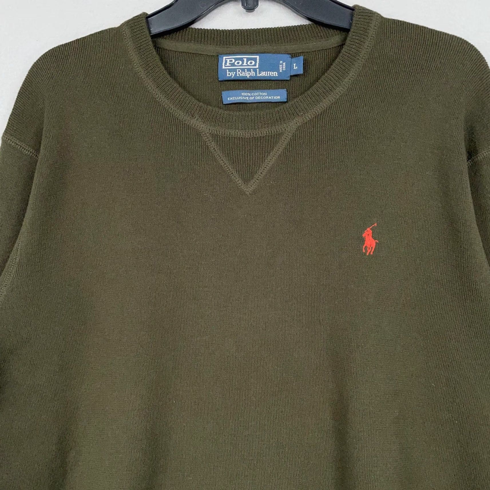 Polo Ralph Lauren Polo Ralph Lauren Sweater Mens Large Green Cotton Crewneck Red Pony Logo Pullover Knit Crew Neck Classic Preppy Knitwear Mens Size US L / EU 52-54 / 3 - 2 Thumbnail