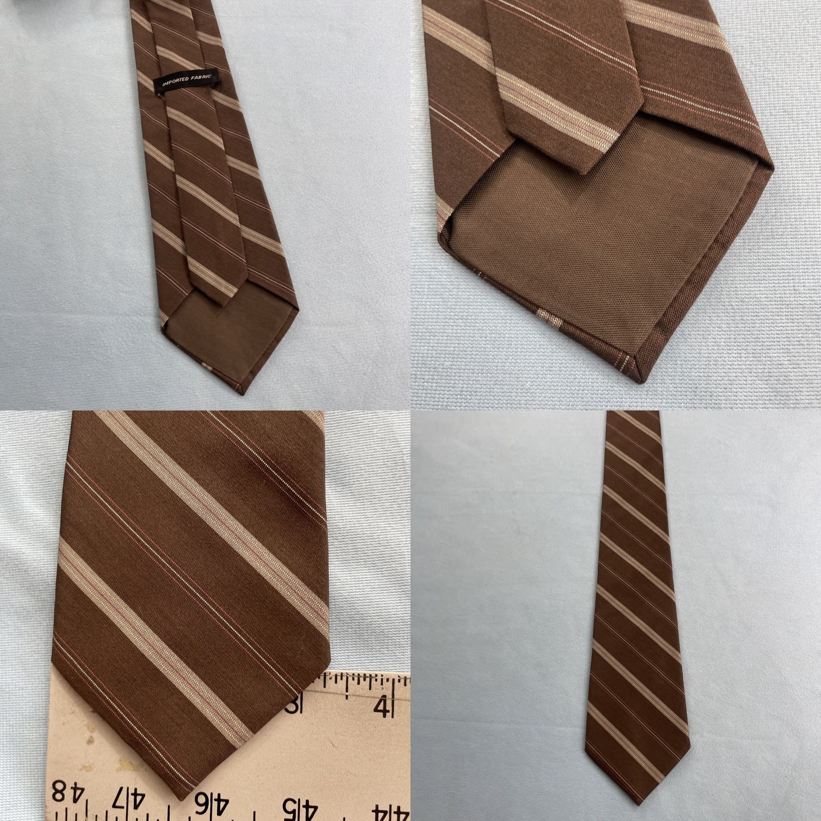 Vintage VINTAGE Imported Fabric All Silk Repp Tie Brown Western Striped Regiment vtg USA 3.2x55 Capsule Necktie Size ONE SIZE - 8 Thumbnail