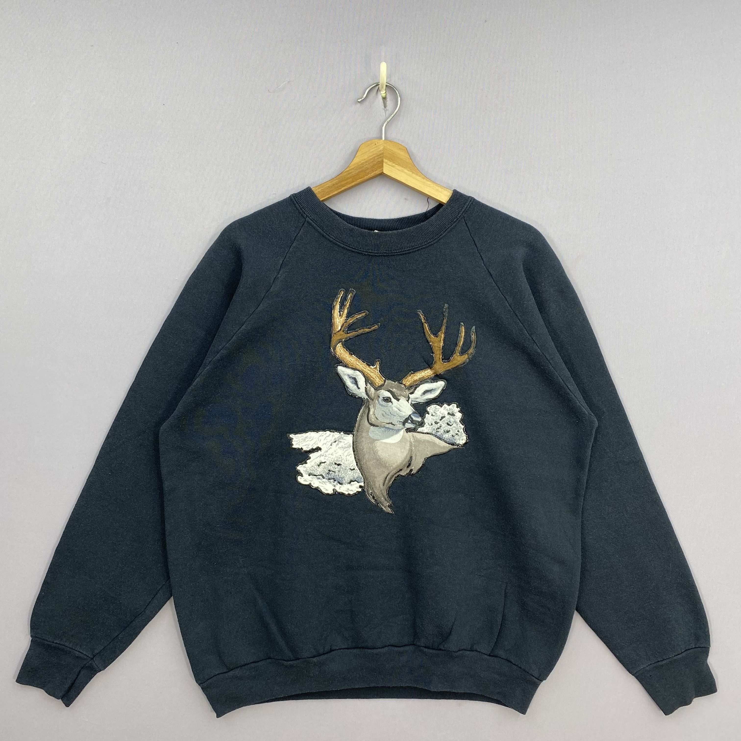 Vintage Vintage 90s Fruit Of The Loom Sweater Whitetail Buck Size US L / EU 52-54 / 3 - 2 Thumbnail