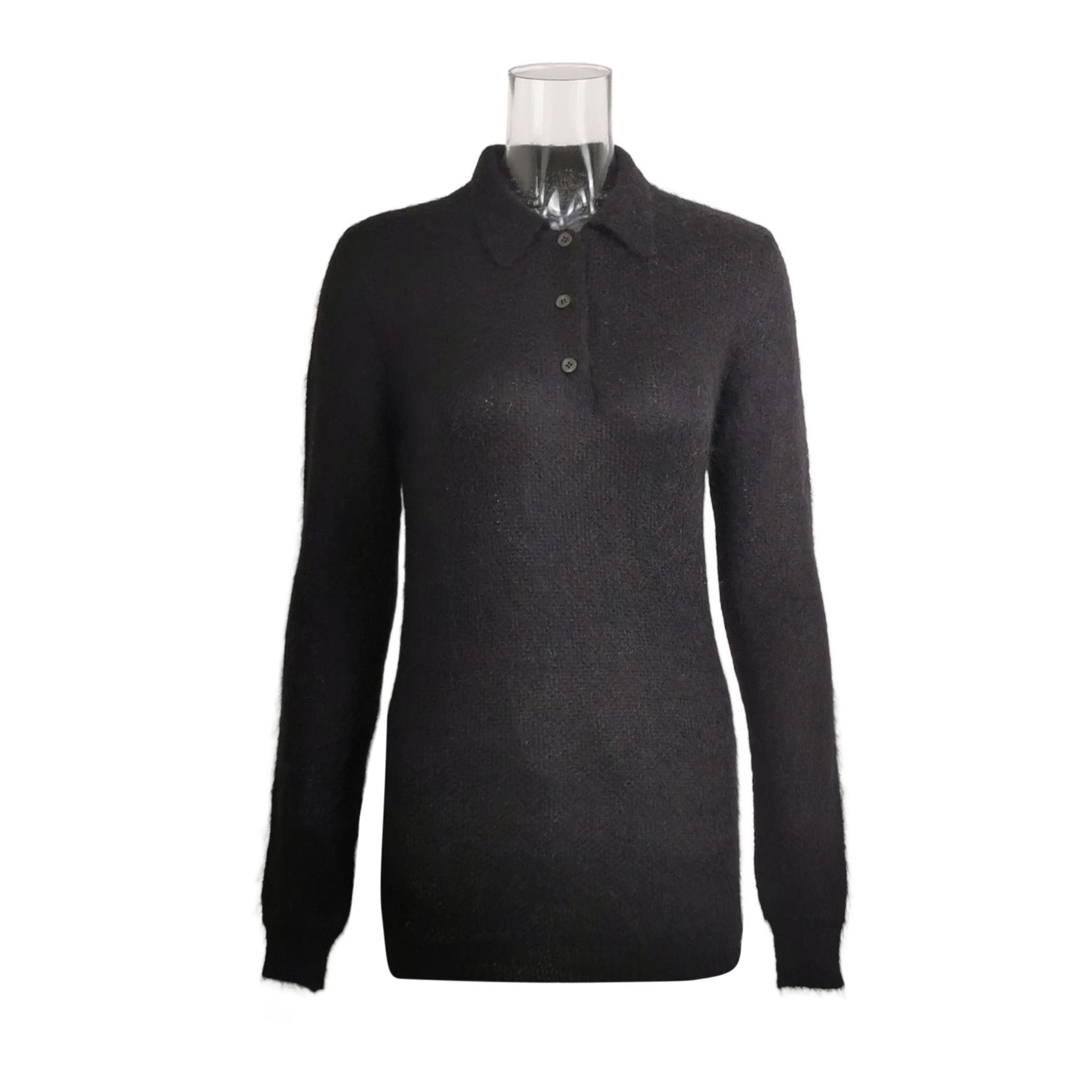 Prada Black Wool Blend Polo Sweater 0089