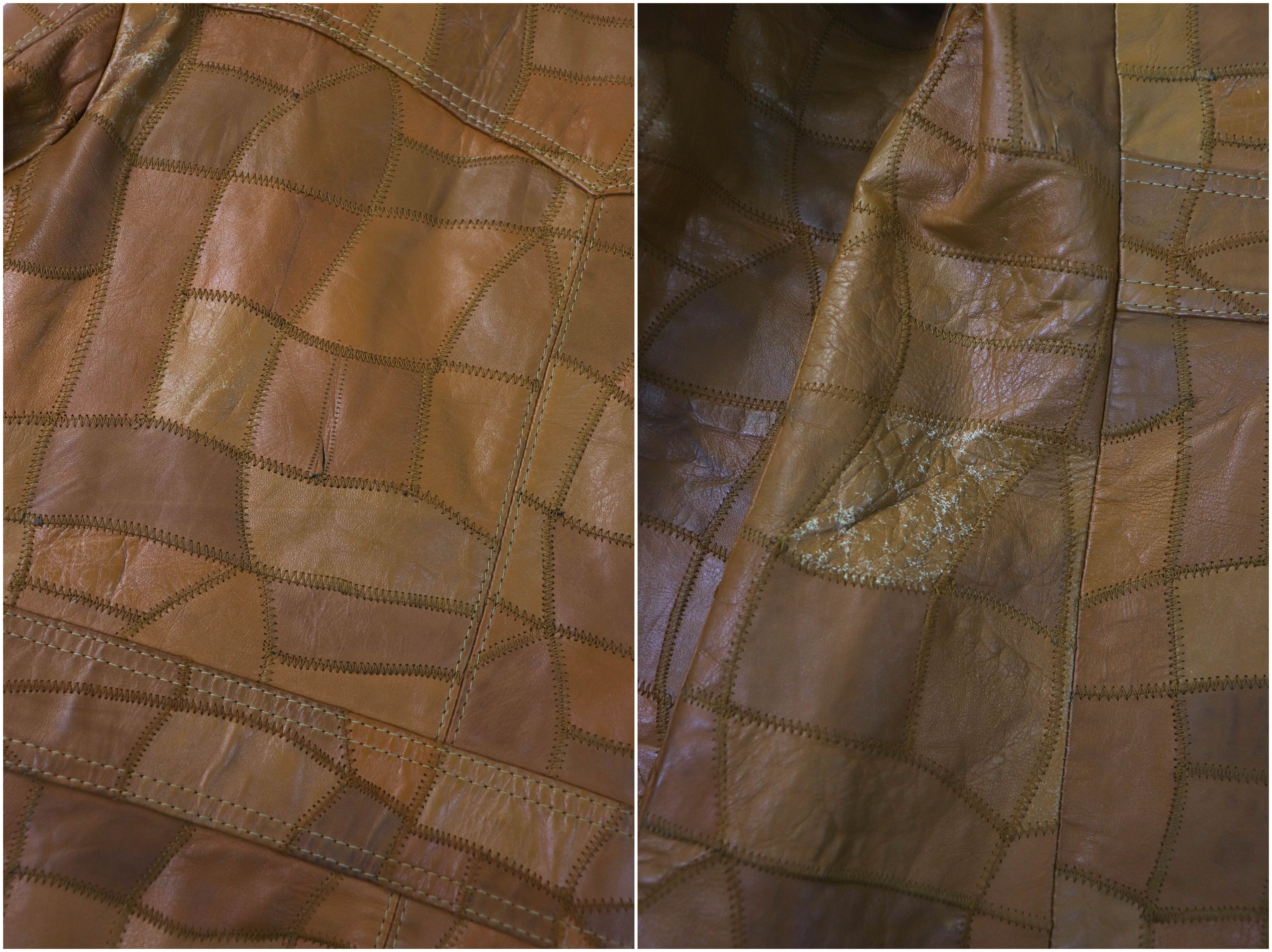 Vintage 70-80s Vintage Korean Caramel Tan Patchwork Leather Jacket Size US L / EU 52-54 / 3 - 24 Thumbnail
