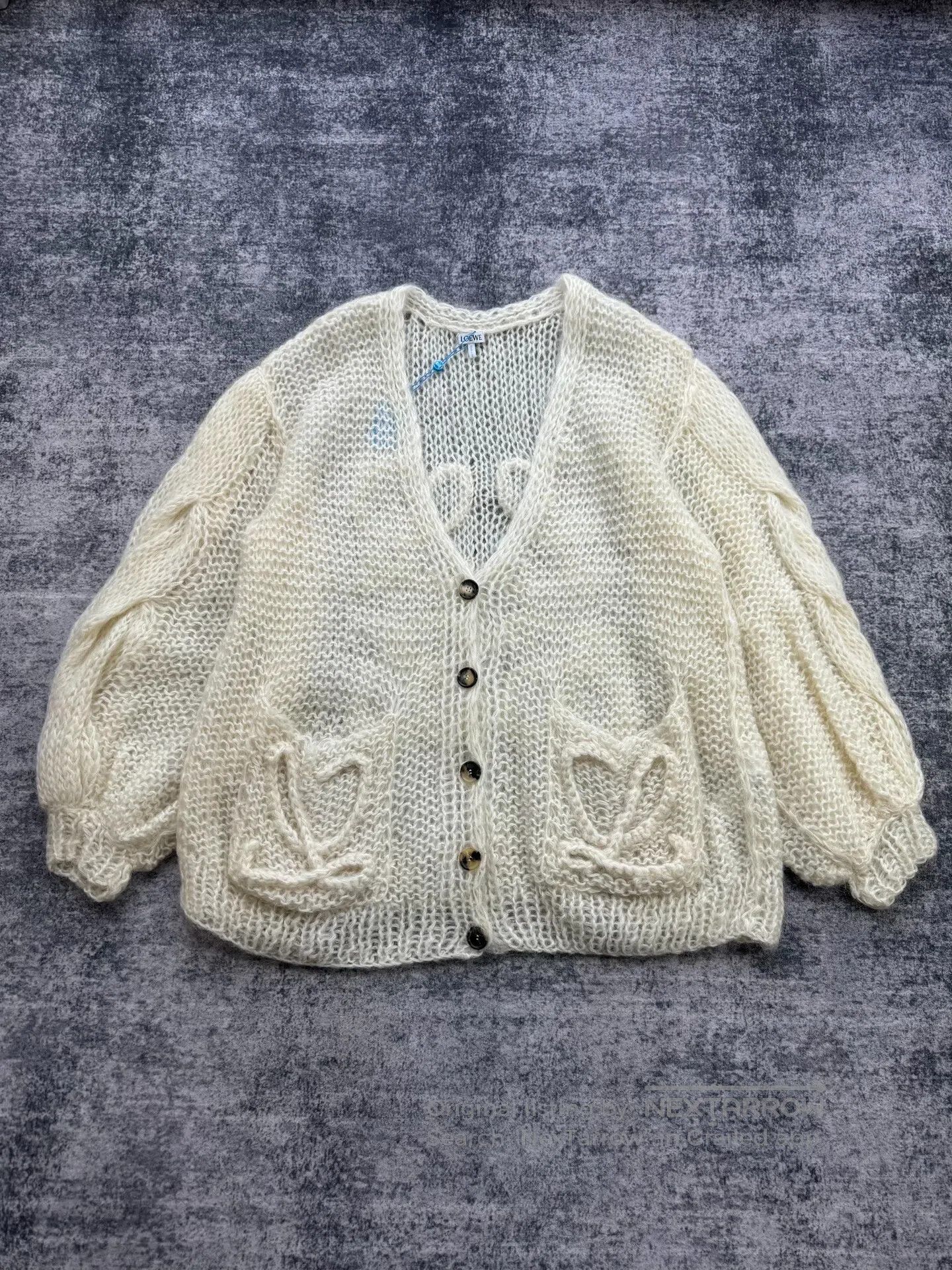 Loewe Loewe Cream Mohair 3D Logo Cut-Out Cardigan| Size S / US 4 / IT 40 - 1 Thumbnail
