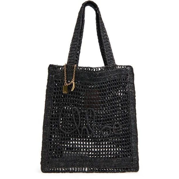 Chloe Chloe Summer Banana Black Raffia Crochet Tote Bag New & Auth Size ONE SIZE - 1 Thumbnail