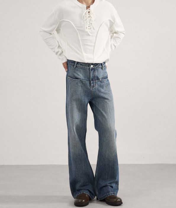 Japanese Brand American style patchwork wide-leg men's baggy jeans Size US 32 / EU 48 - 3 Thumbnail