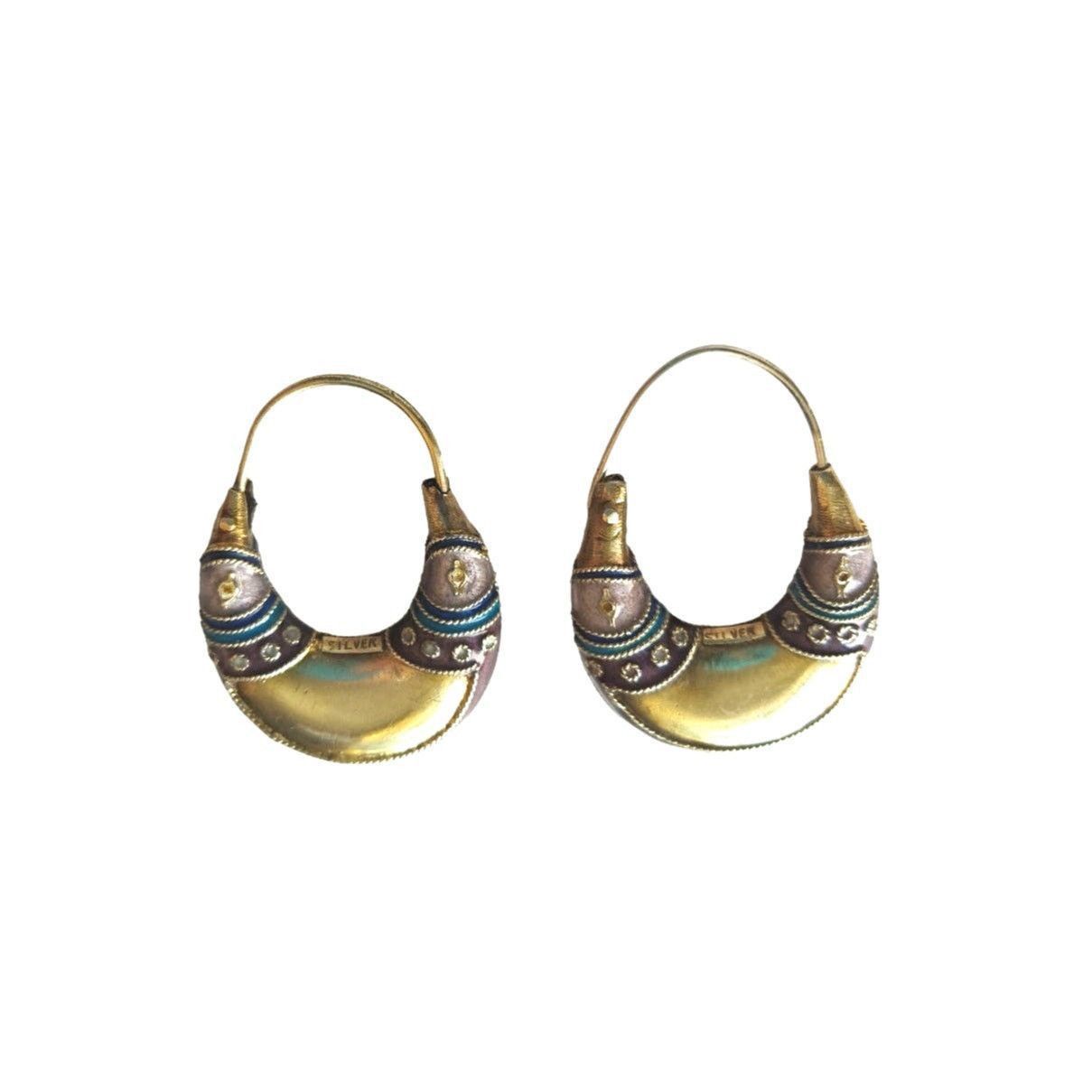 The Unbranded Brand Gold Plated Purple Enamel Crescent Earrings Sterling Silver Size ONE SIZE - 2 Thumbnail