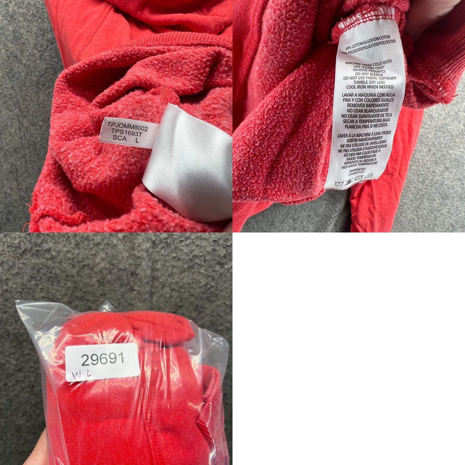 Tommy Hilfiger VINTAGE Tommy Hilfiger Hoodie Womens Large Red Pullover Fleece Sport Flag TH Sweatshirt Size L / US 10 / IT 46 - 8 Thumbnail