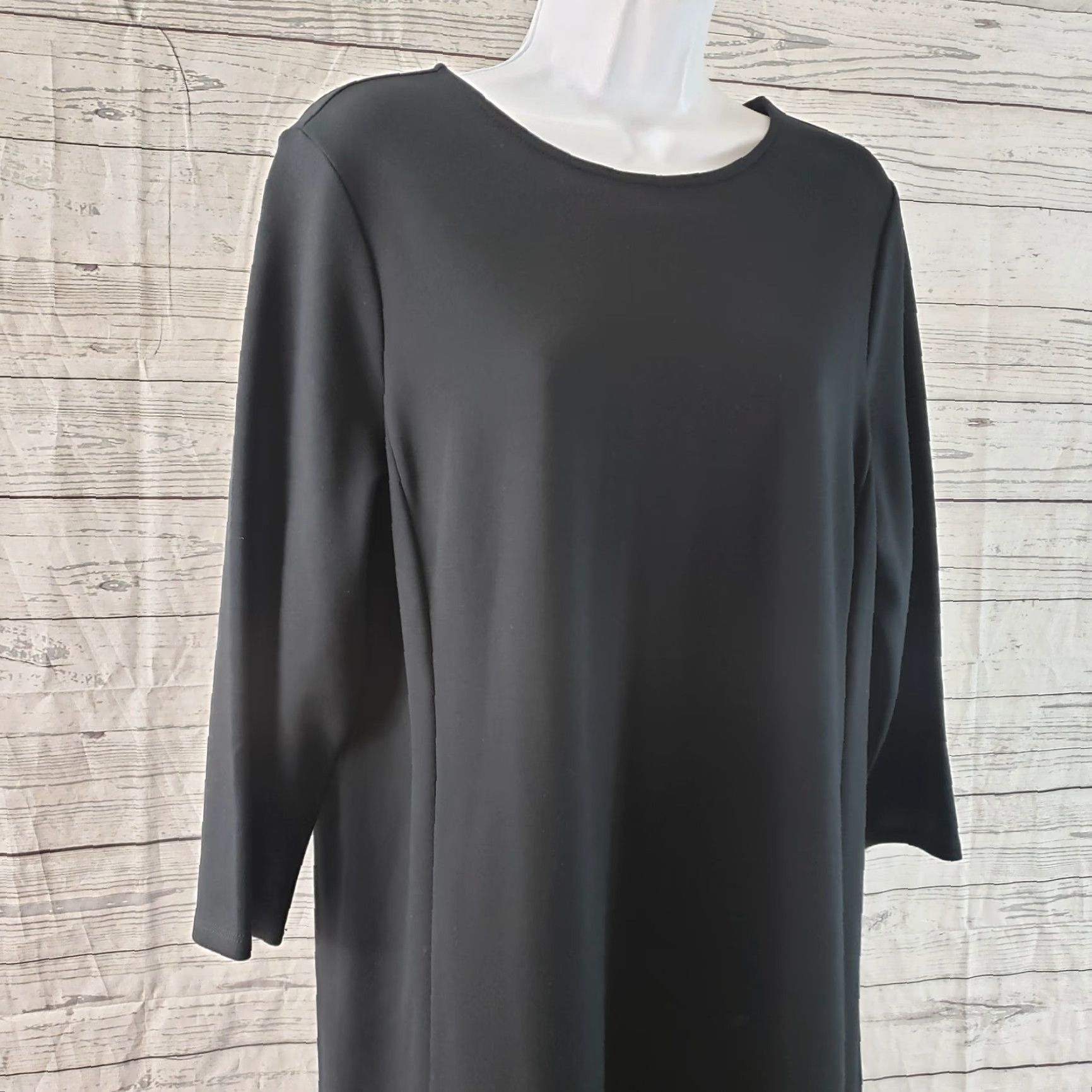 J. Jill J Jill Womens Ponte Dress Sz Medium Solid Black 3/4 Sleeve Size M / US 6-8 / IT 42-44 - 2 Thumbnail