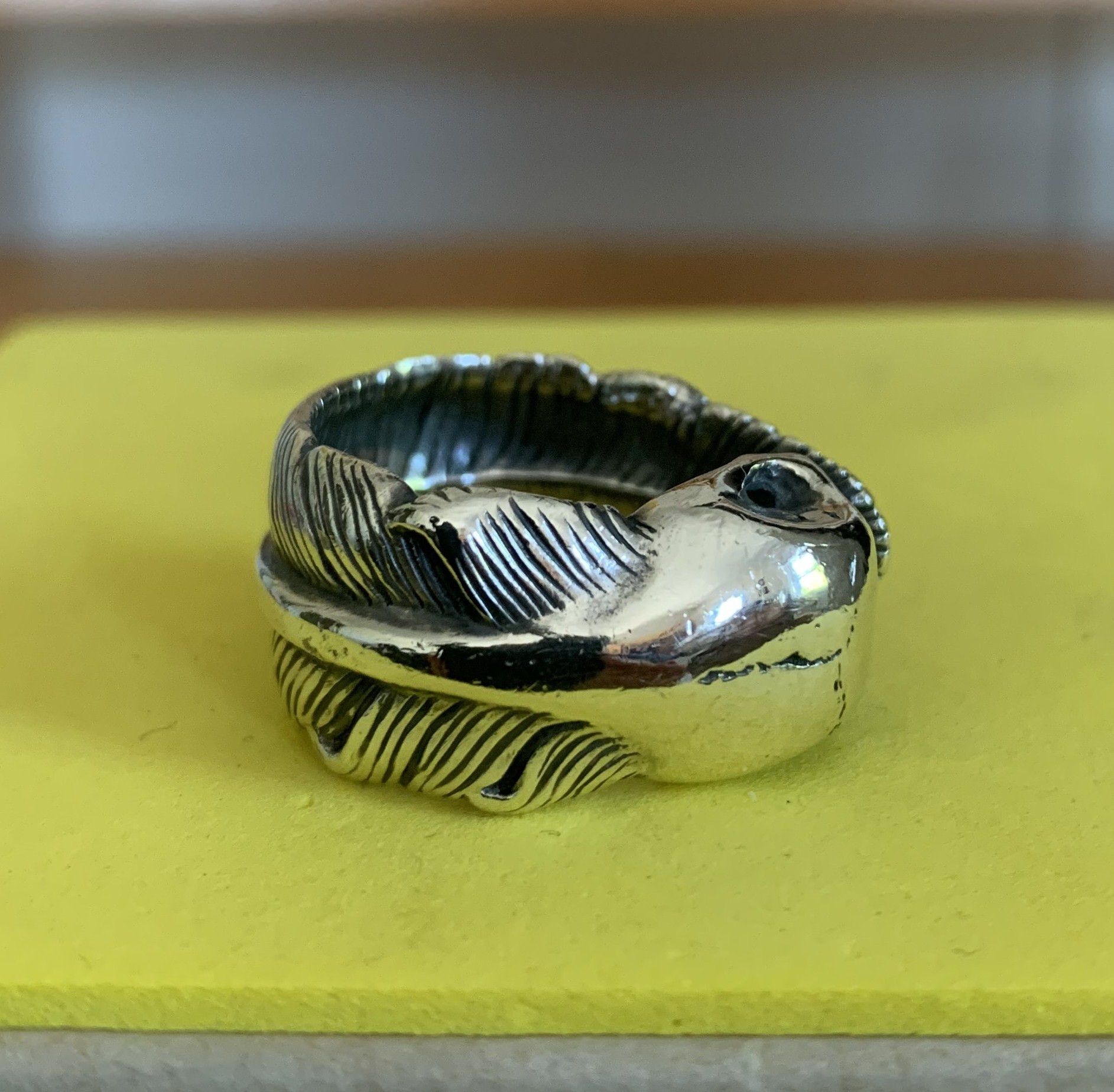 Number (N)ine SS04 Number (N)ine Silver Skull and Feather Ring Size ONE SIZE - 6 Thumbnail