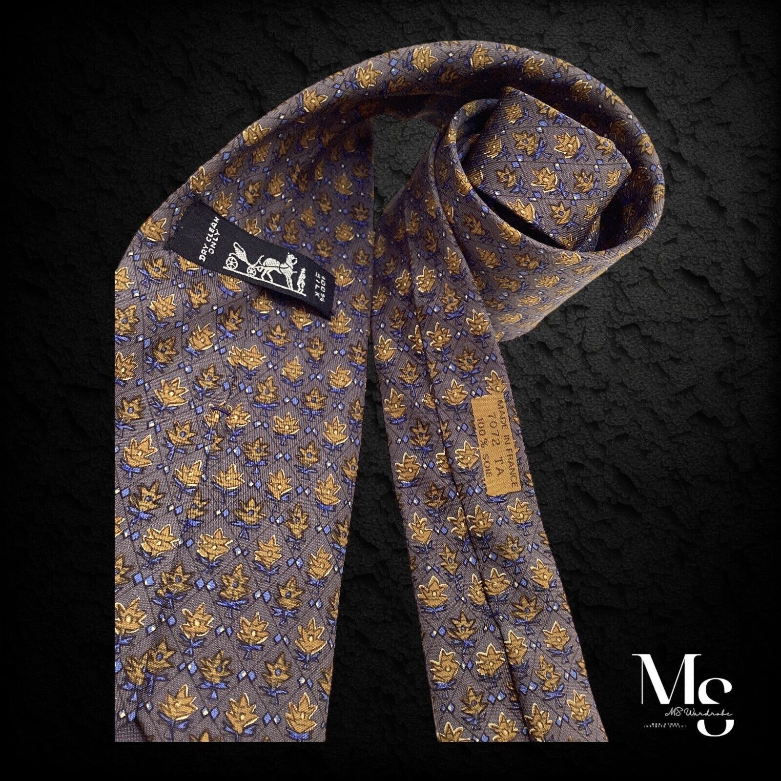 Hermes HERMES PARIS 7072 TA Brown Novelty Leaf Print Silk Tie Size ONE SIZE - 3 Thumbnail
