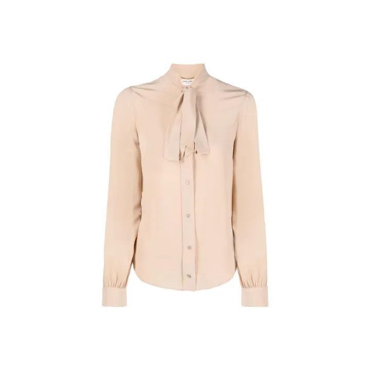 Other Saint Laurent Beige Long Sleeve Bow Tie Shirt -2507 Size M / US 6-8 / IT 42-44 - 7 Thumbnail