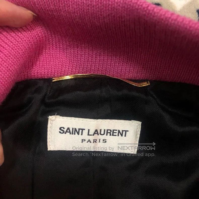Saint Laurent Paris Saint Laurent Paris Pink patchwork baseball jacket. Size US XS / EU 42 / 0 - 5 Thumbnail