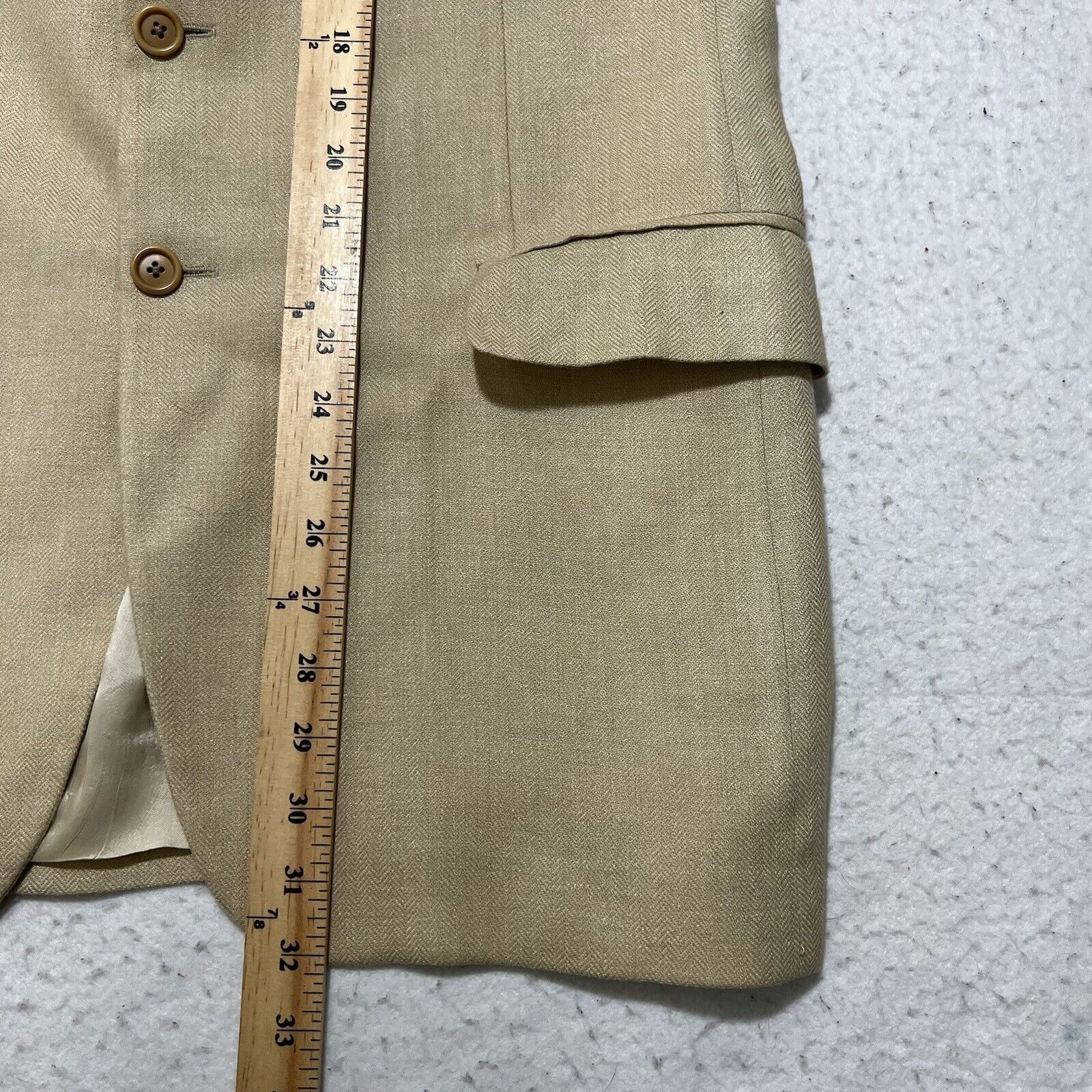 Zanieri Zanieri Italy Silk Blend Suit Jacket Beige Herringbone Coat Size 42R - 11 Thumbnail