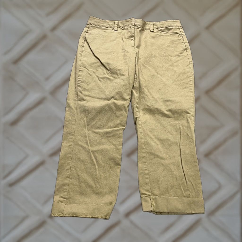 Lands' End VINTAGE Lands' End Womens Chino Pants Size 10 Brown Mid Rise Slim Straight Flat Front 34x23 Trousers Size 32" / US 10 / IT 46 - 1 Thumbnail