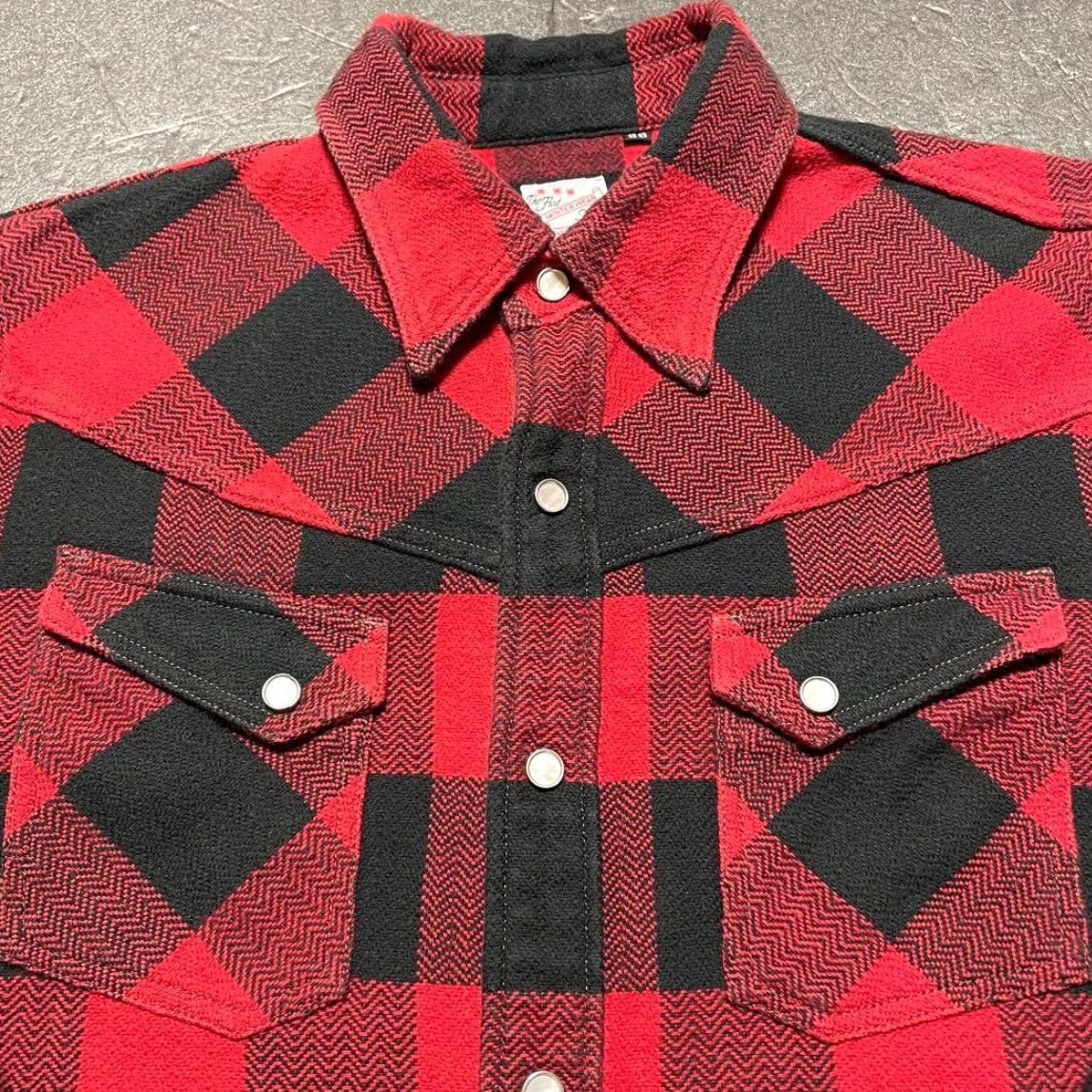 The Flat Head VINTAGE The Flat Head Flannel Shirt Block Check 36 Red Black Men's Button-Up Long Sleeve Cotton Wool Check Pattern 90s Style? Size US M / EU 48-50 / 2 - 3 Thumbnail