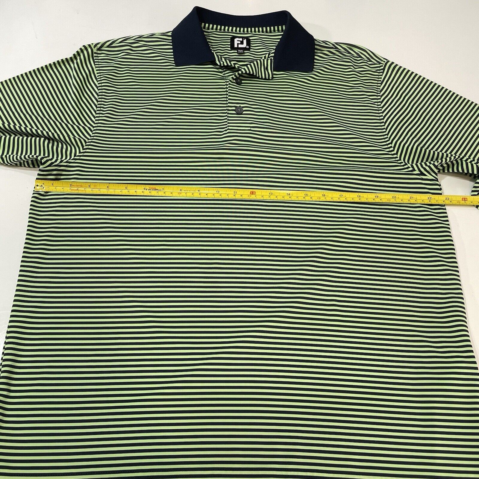 Footjoy FJ Footjoy Polo Tour Shirt Men's Striped Blue Green Stretch Size US M / EU 48-50 / 2 - 5 Thumbnail
