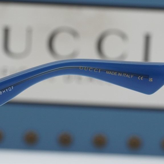 Gucci Gucci GG1584O 003 Men Eyeglasses Blue 53mm Rectangle Frame Size ONE SIZE - 4 Thumbnail
