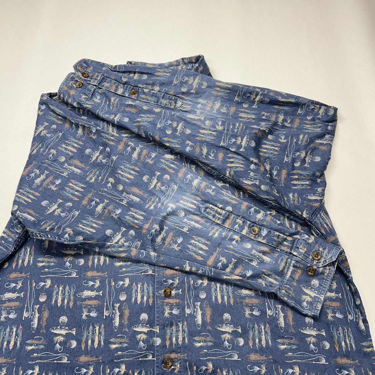 Vintage × Woolrich Woolen Mills VTG Woolrich Shirt Blue Button Down Fish Fishing Long Sleeve Size US L / EU 52-54 / 3 - 10 Thumbnail