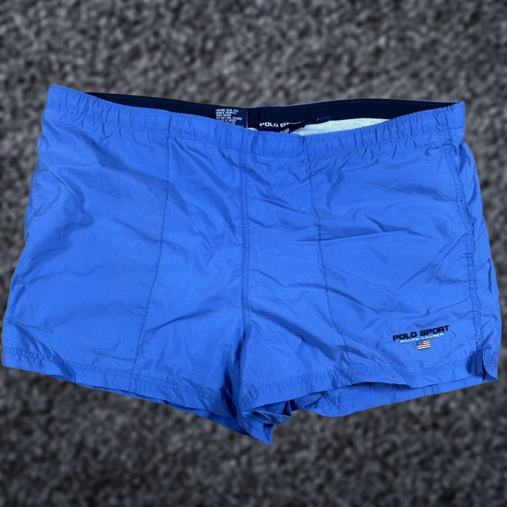 Polo Ralph Lauren VINTAGE Polo Ralph Lauren Sport Swim Trunks Mens Large Blue Pocket USA Flag Trunks Bottom L Mens Blue USA Flag Pocket Size US L / EU 52-54 / 3 - 1 Thumbnail