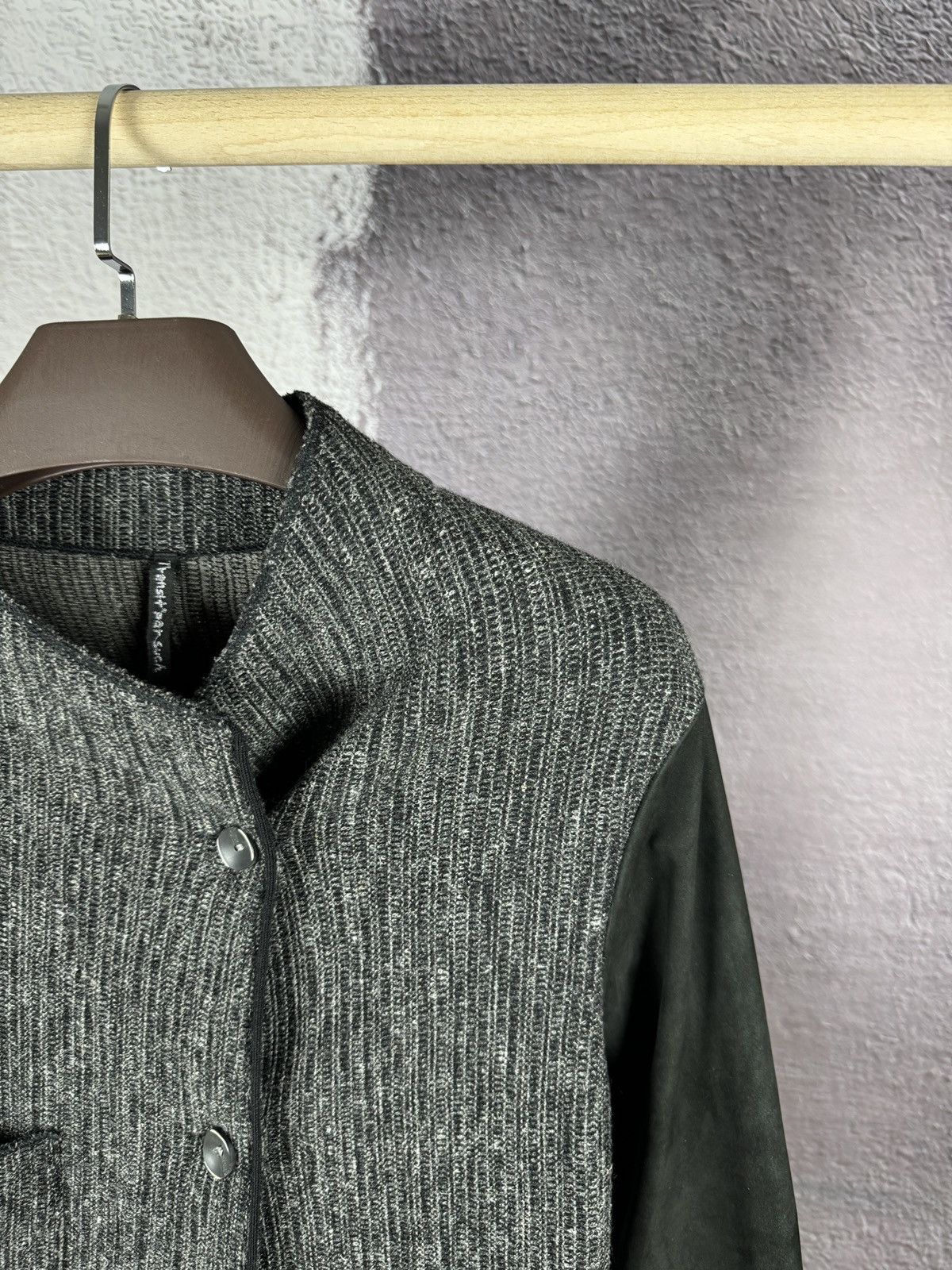 Transit × Transit Uomo Transit Par Such wool linen jacket with leather sleeve Size M / US 6-8 / IT 42-44 - 4 Thumbnail