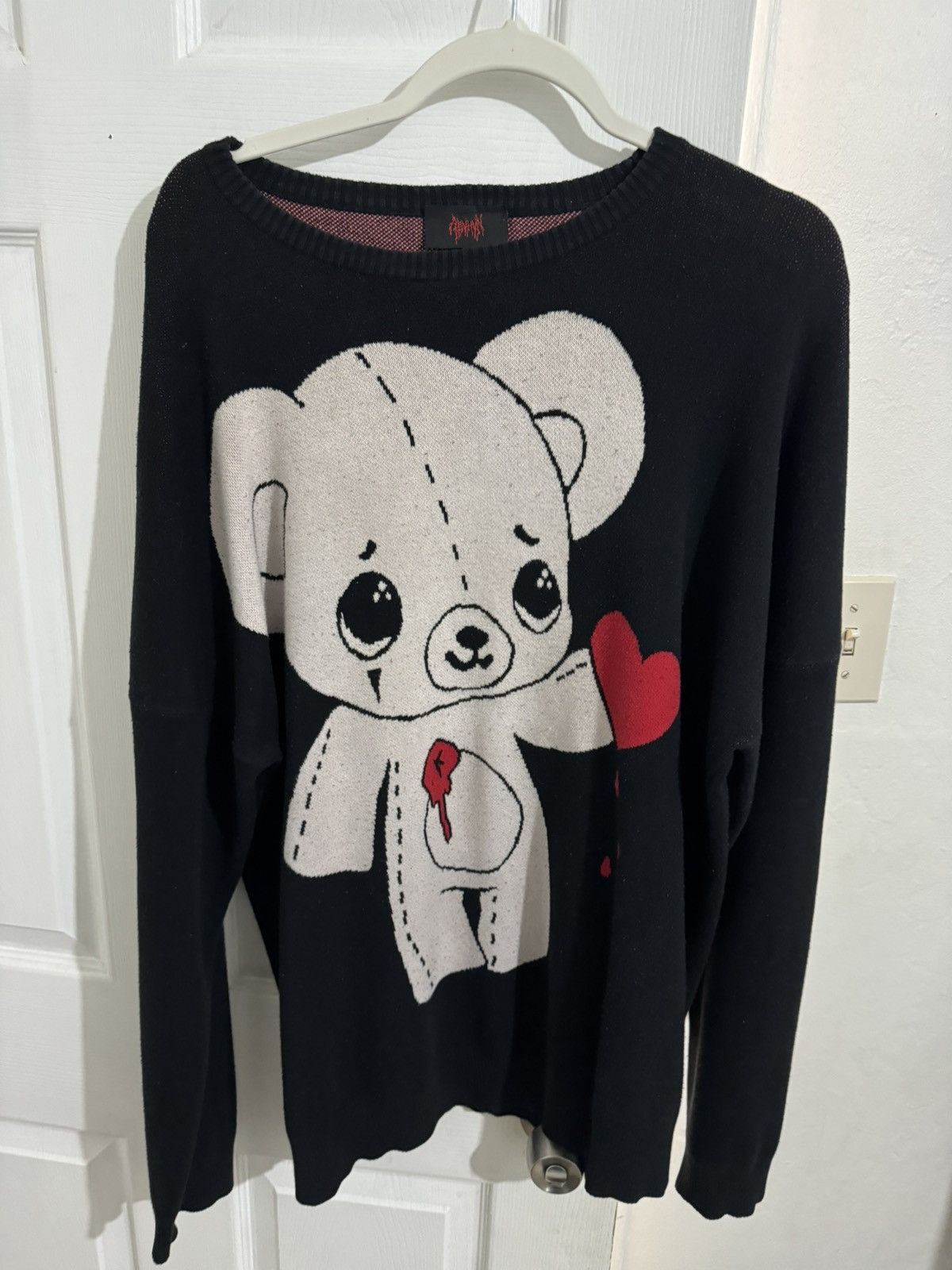 image of Abvhvn Teddy Bear Knitted Sweater in Black, Men's (Size Large)