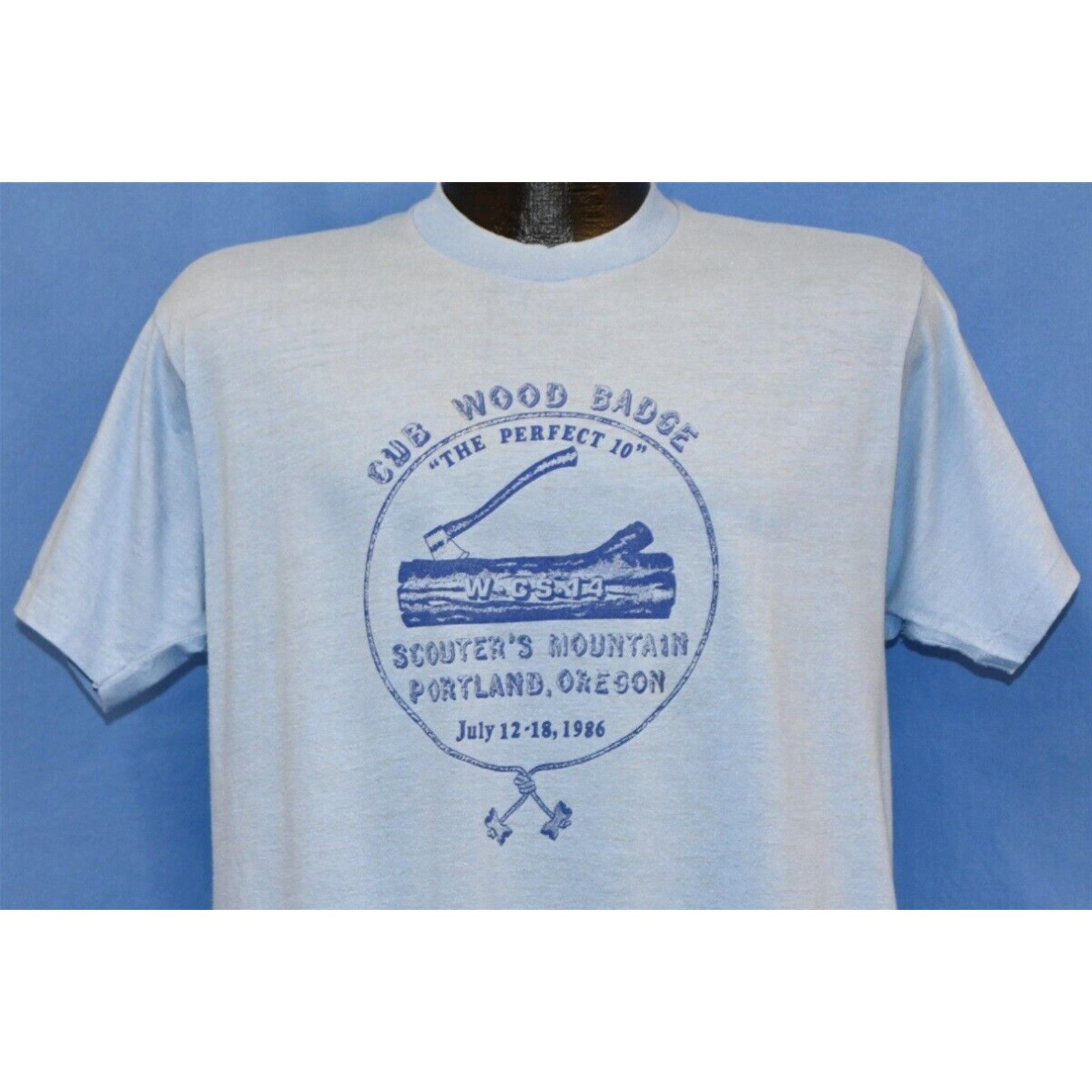 image of Screen Stars VTG 80's Bsa Cub Scouts Wood Badge The Perfect 10" Portland July 1986 T-Shirt M in Whi