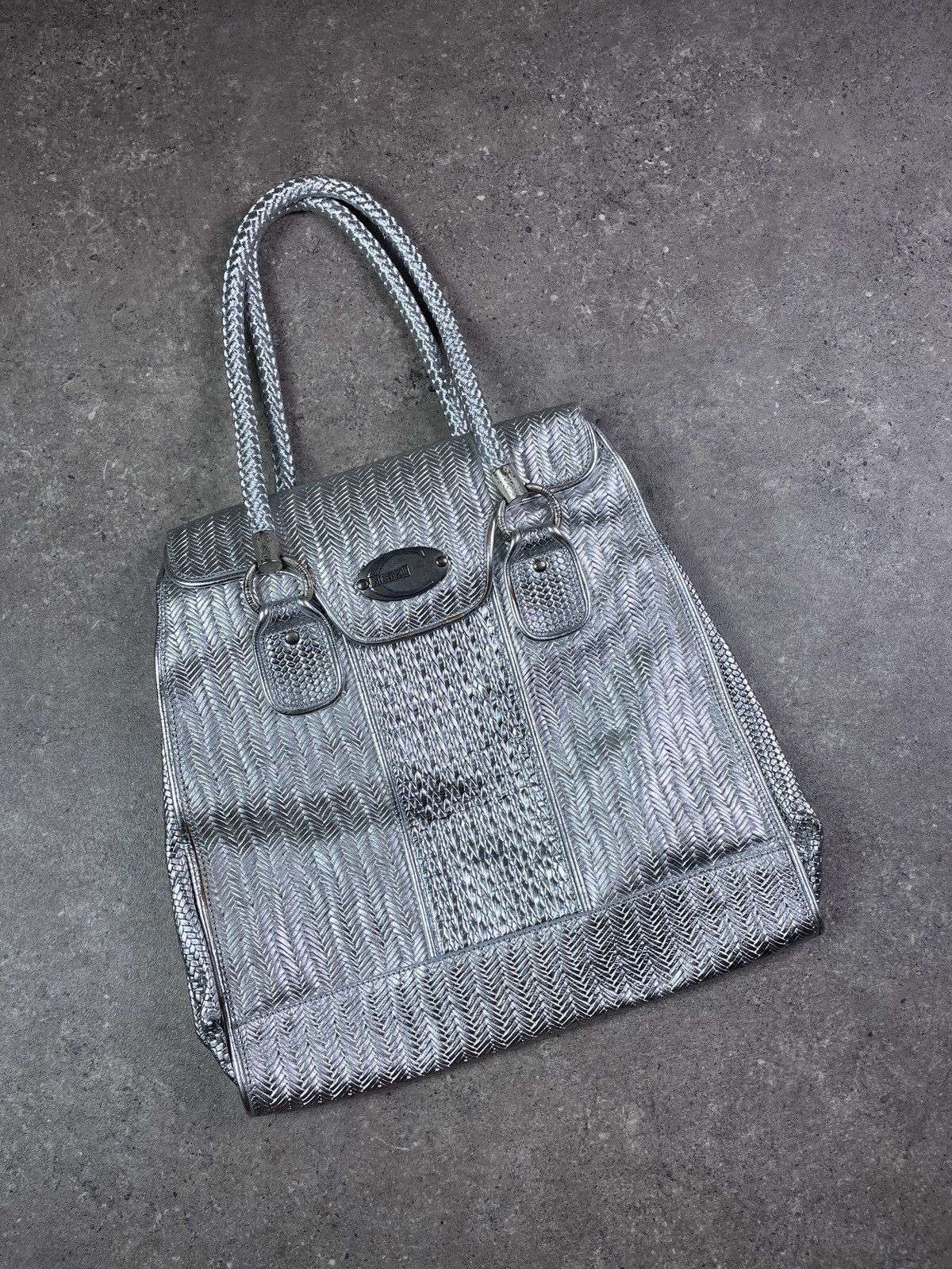 Roberto Cavalli × Vintage Vintage Y2K Avant Garde Just Cavalli Metallic Leather Bag Size ONE SIZE - 3 Thumbnail