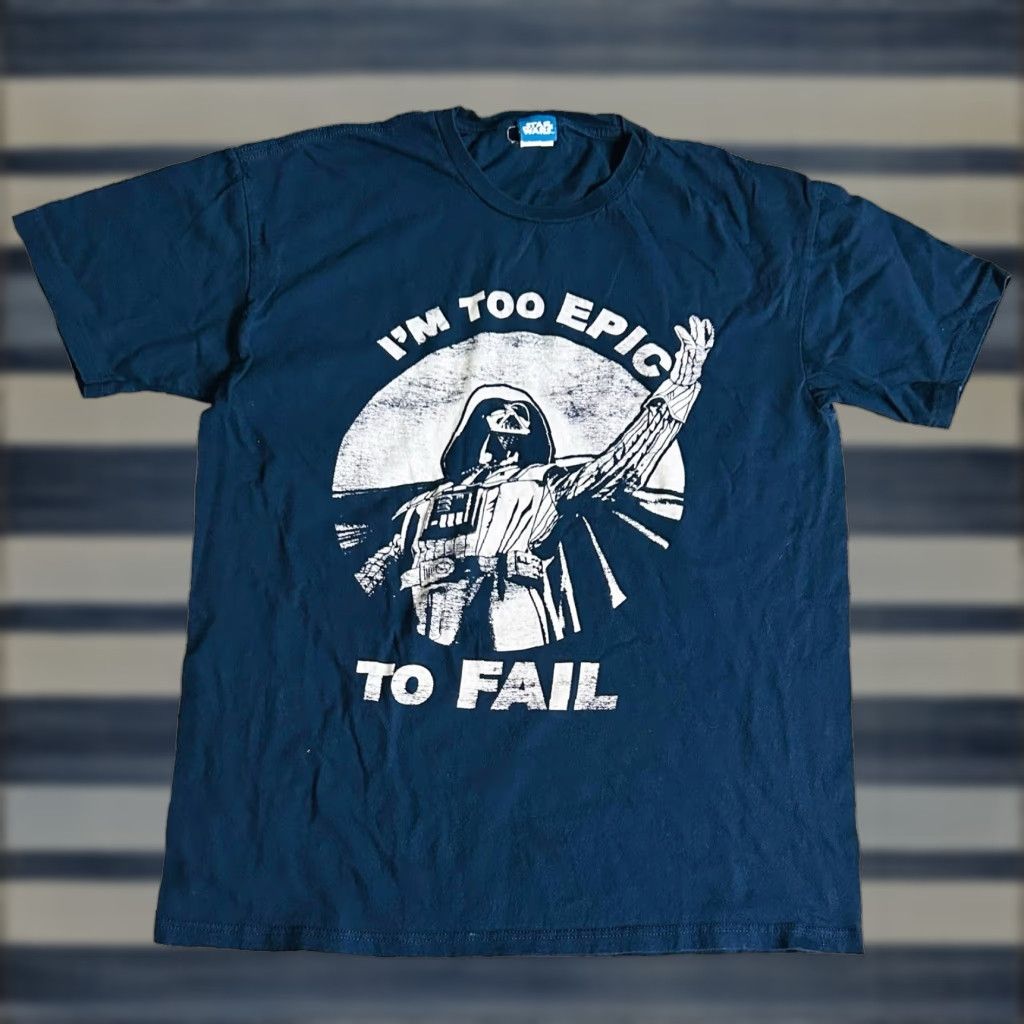 Star Wars VINTAGE Star Wars Darth Vader "I'm Too Epic to Fail" T Shirt Blue Men's Large Disney Tee Size US L / EU 52-54 / 3 - 1 Thumbnail