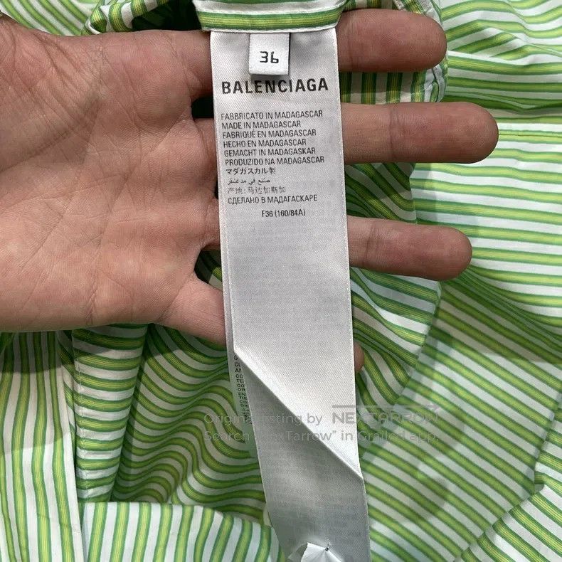 Balenciaga Balenciaga Grass Green Striped Shirt Size XS / US 0-2 / IT 36-38 - 5 Thumbnail