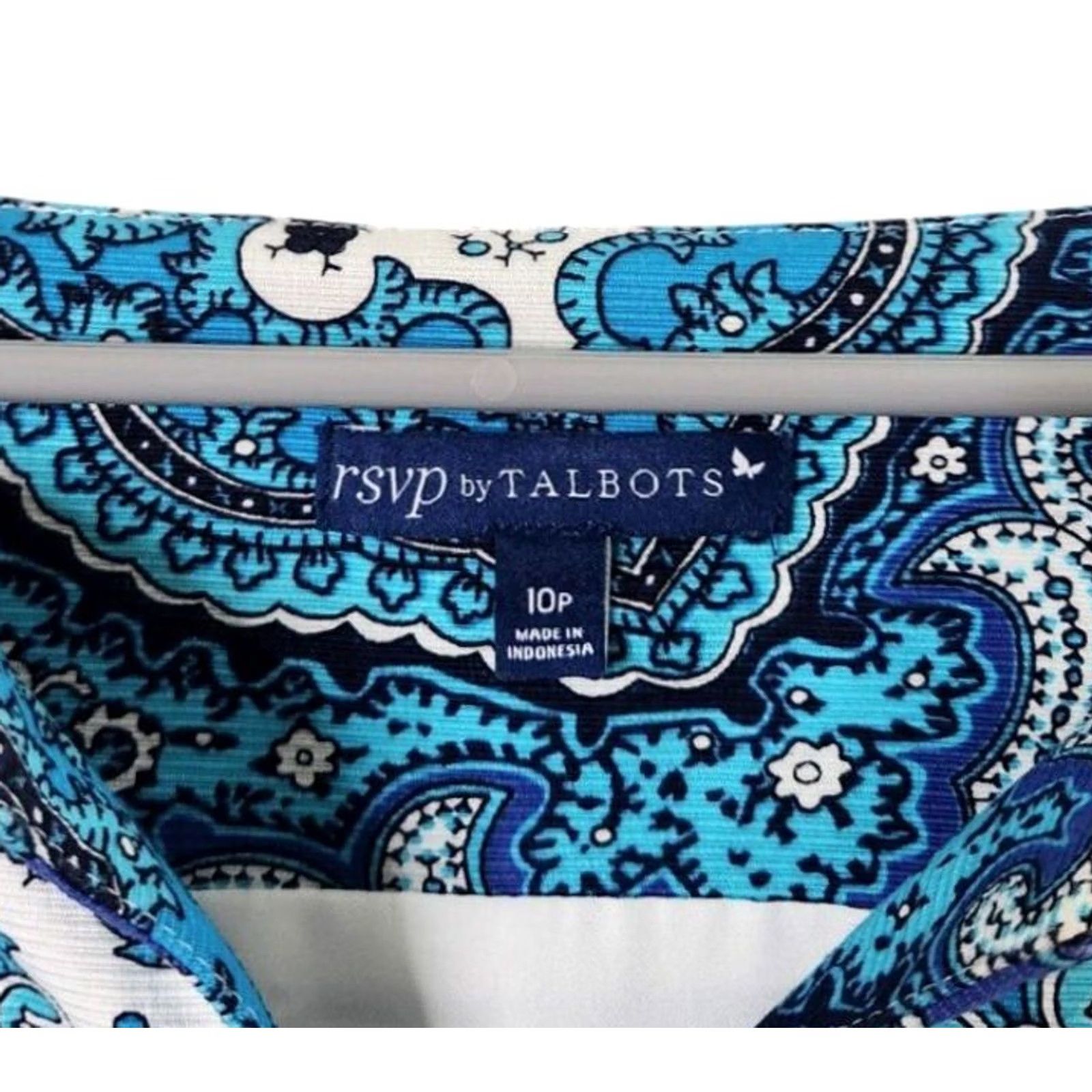 Talbots Talbots Petite Sz 10 Tank Top Blue White Paisley Sleeveless Blouse Lined Women Size L / US 10 / IT 46 - 4 Thumbnail