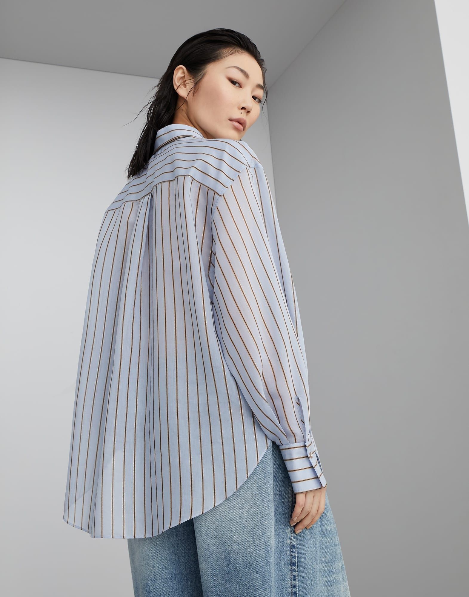 Brunello Cucinelli o1w1db10825 Blouse in Light/Pastel Blue Size XL / US 12-14 / IT 48-50 - 2 Thumbnail