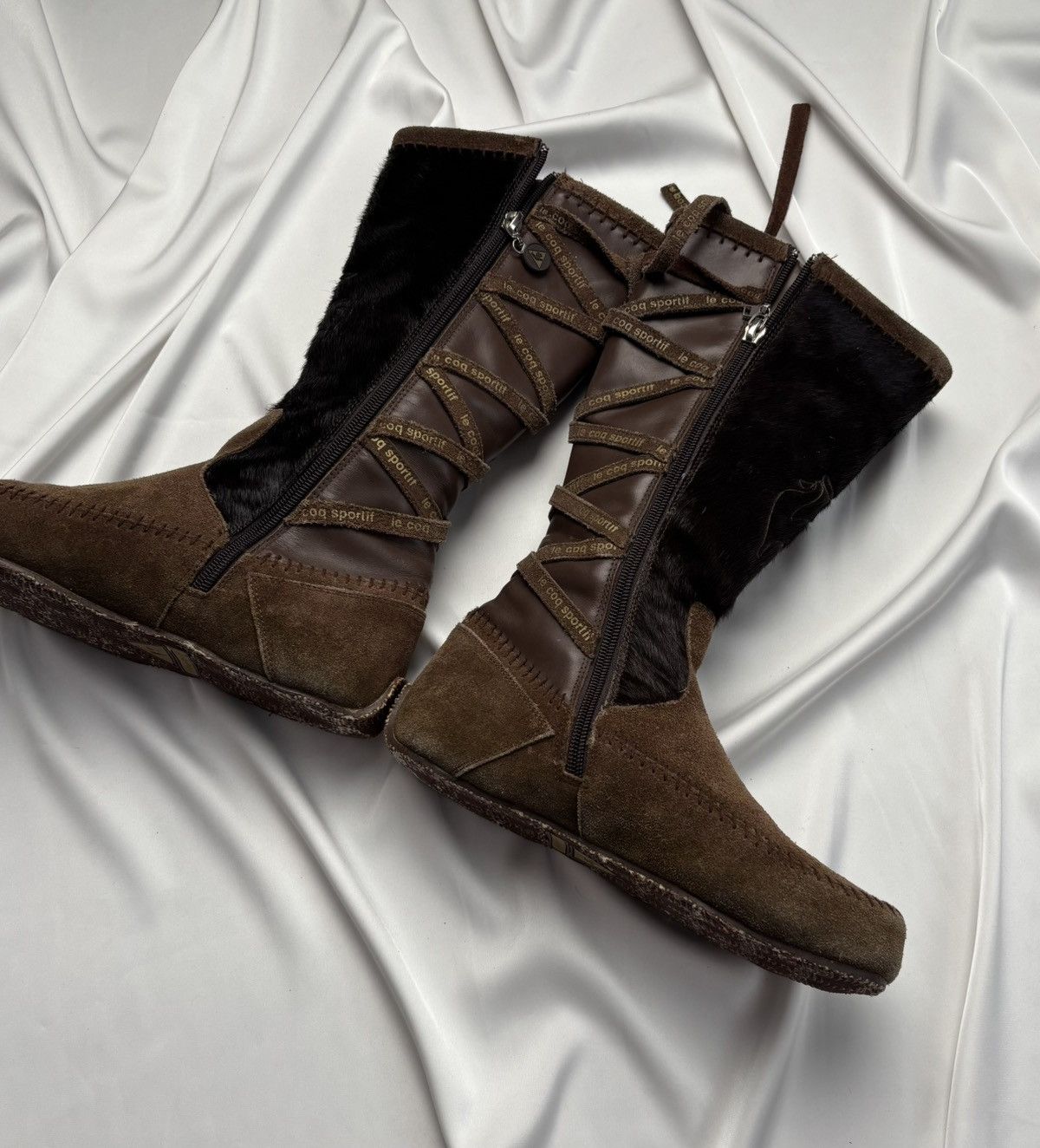 Le Coq Sportif × Vintage Le Coq Sportif vintage hairy lace up boots Size US 7 / IT 37 - 7 Thumbnail
