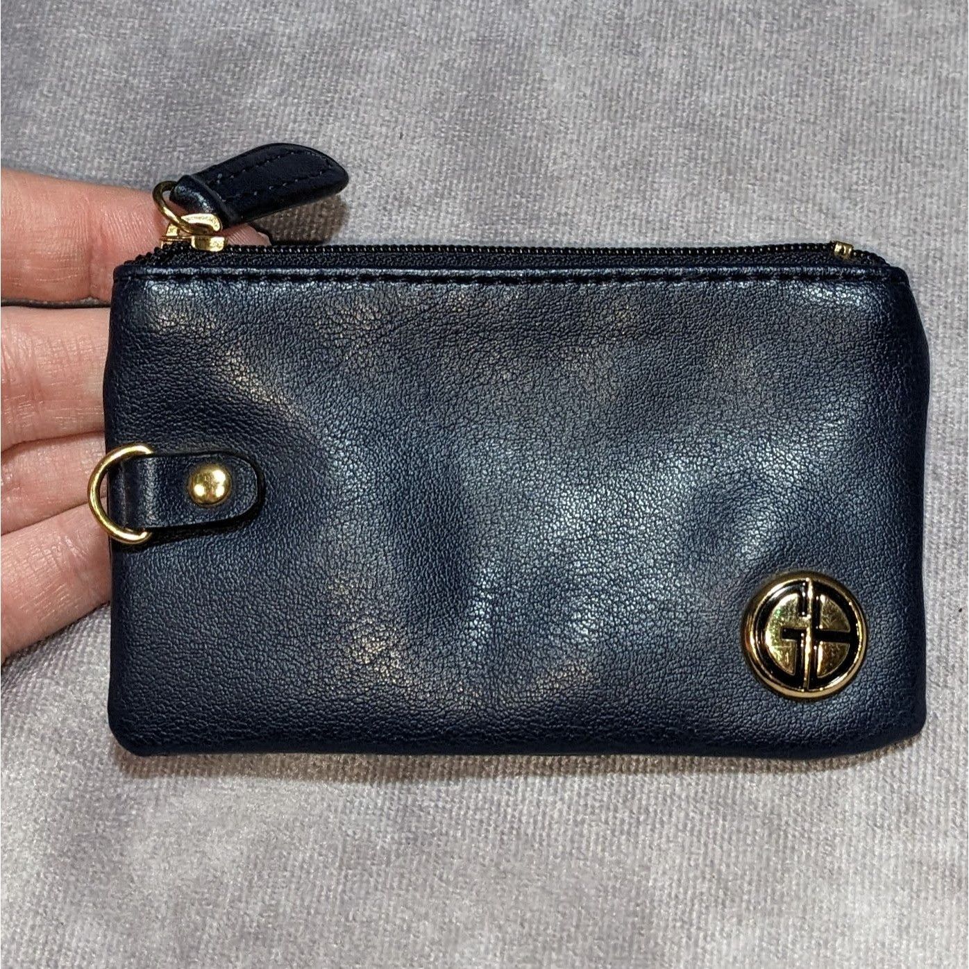 Giani Bernini Giani Bernini Navy Blue Leather-Look Coin Purse With Gold-To Size ONE SIZE - 2 Thumbnail