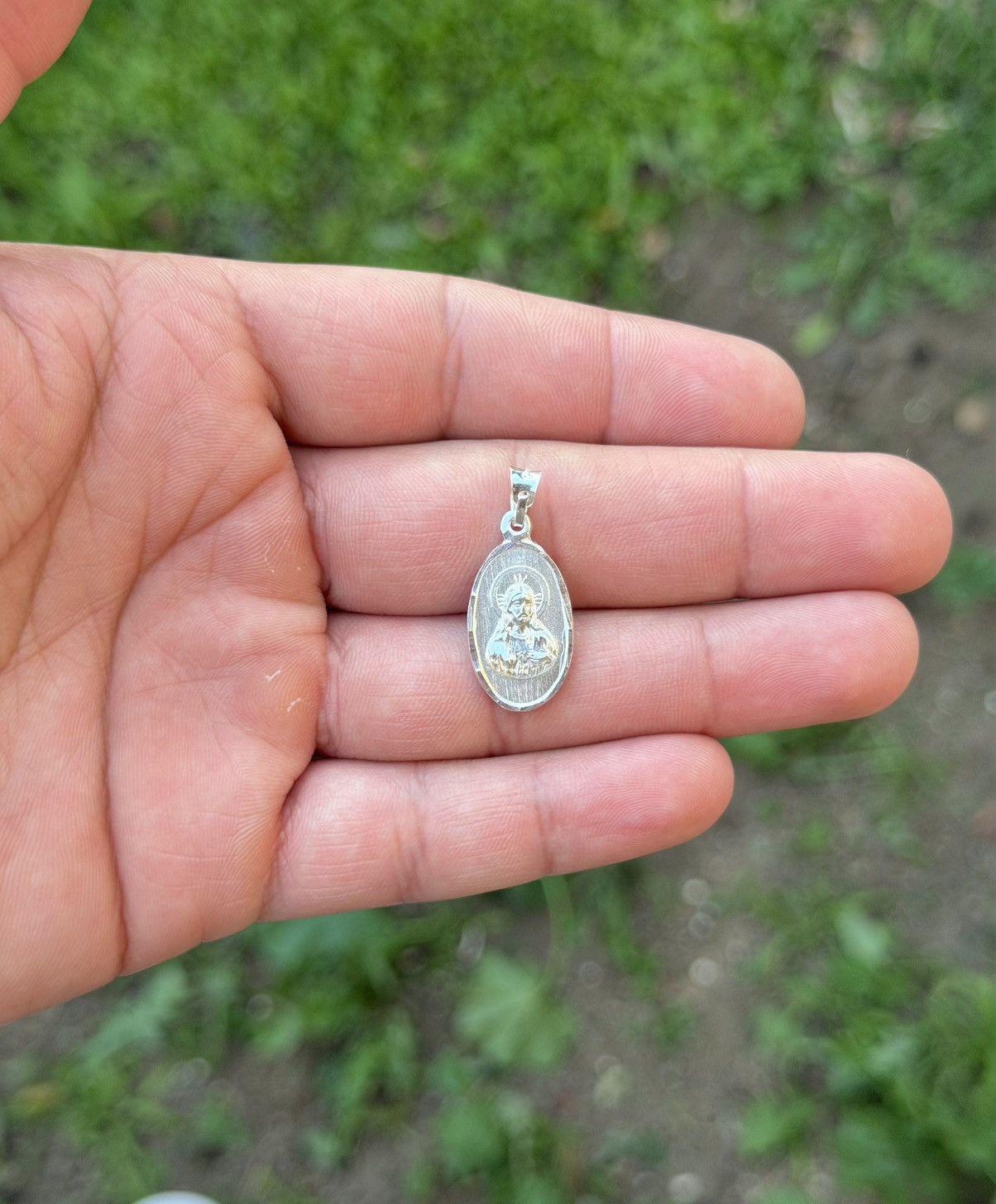 Sterling Silver Silver double-sided Sagrado Corazón & Virgin Mary pendant Size ONE SIZE - 1 Thumbnail