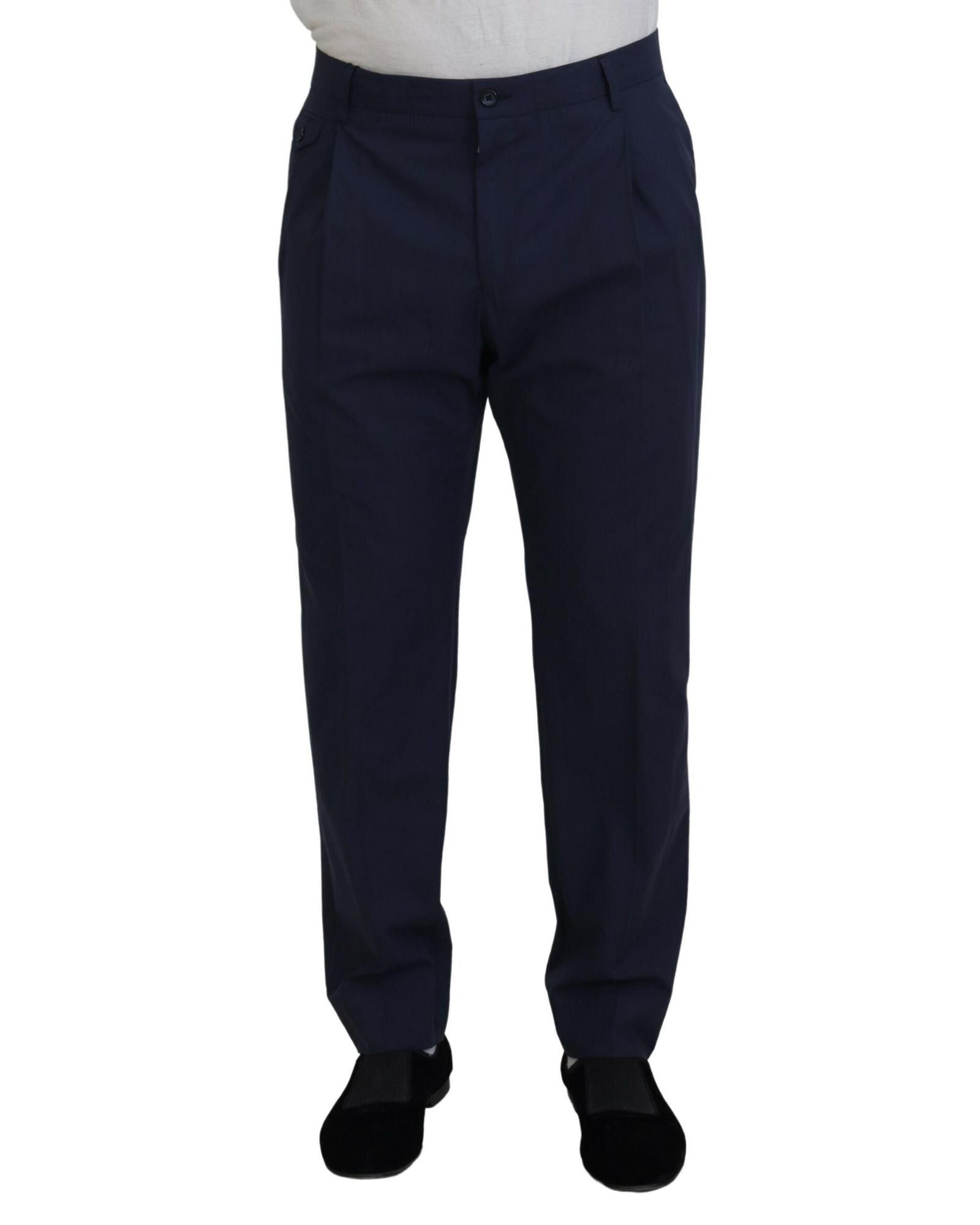 image of Dolce Gabbana Dark Cotton Chino Formal Pants in Blue, Men's (Size 40)