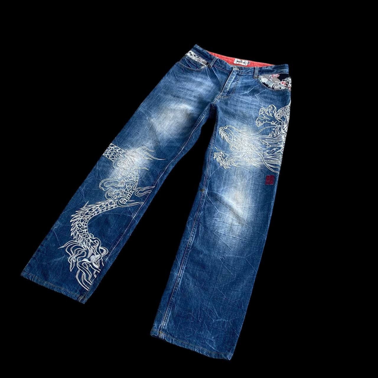 Japan Blue × KOJIMA GENES VINTAGE KARAKURI TAMASHI ECCENTRIC ICONIC DRAGON EMBROIDERED Size US 31 - 3 Thumbnail