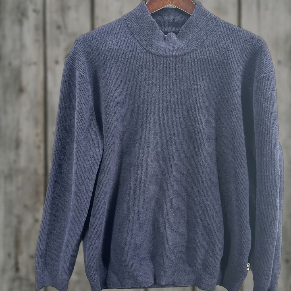 Vintage NNO7 Sweater Mens Large Danny Ribbed Crewneck Pullover Navy Blue Preppy Quiet Size US L / EU 52-54 / 3 - 1 Thumbnail
