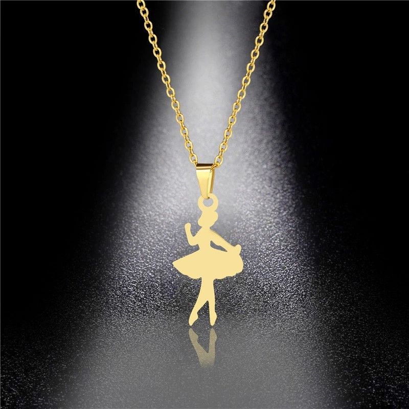 Other Dainty Ballerina Necklace Earrings Set Gold Plated SS Size ONE SIZE - 6 Thumbnail