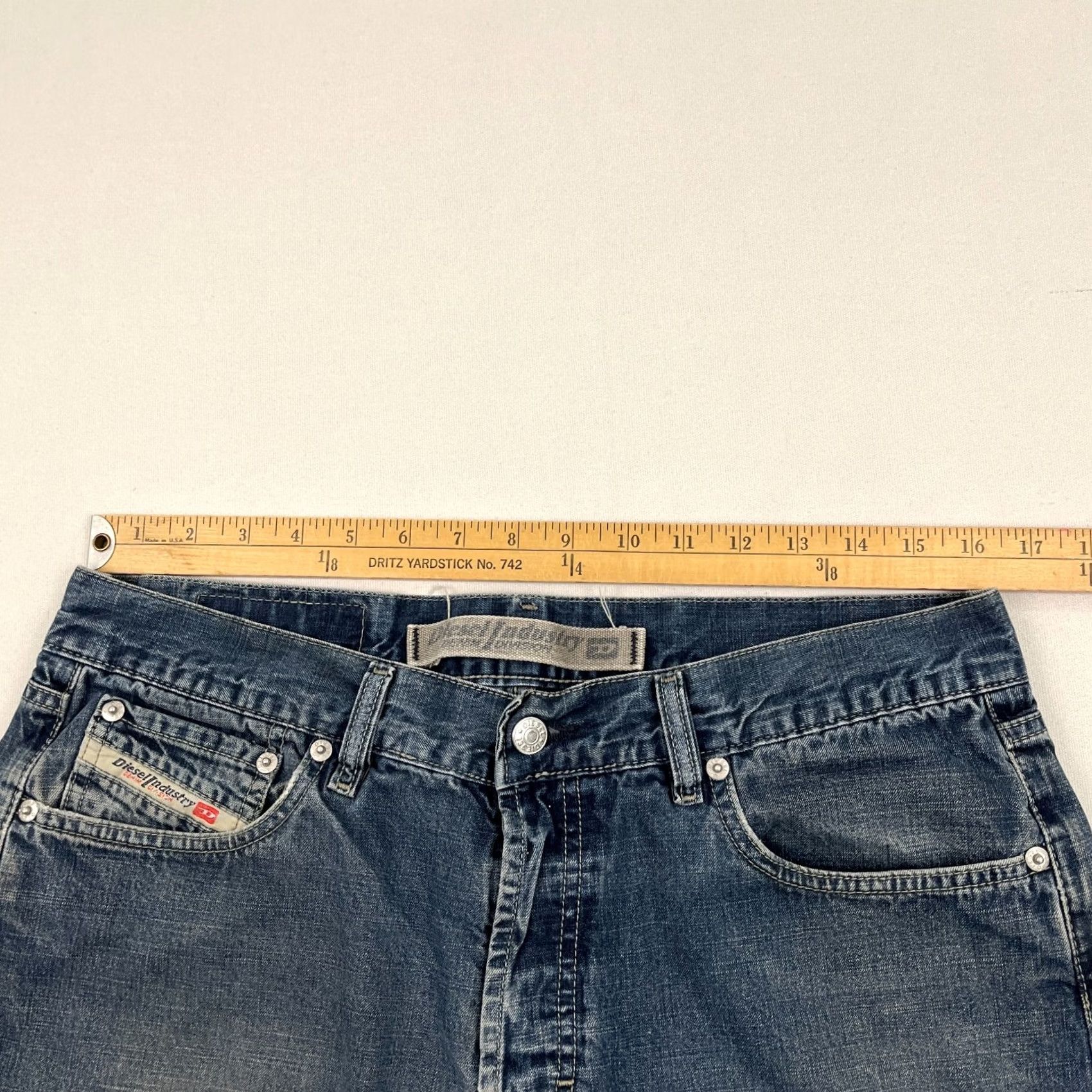 Diesel Diesel Jeans Mens 33 x 28 Straight Jeans Blue Denim Grunge Button Fly Y2K Regular Rise Mid Pattern Solid 5-Pocket Size US 33 - 4 Thumbnail