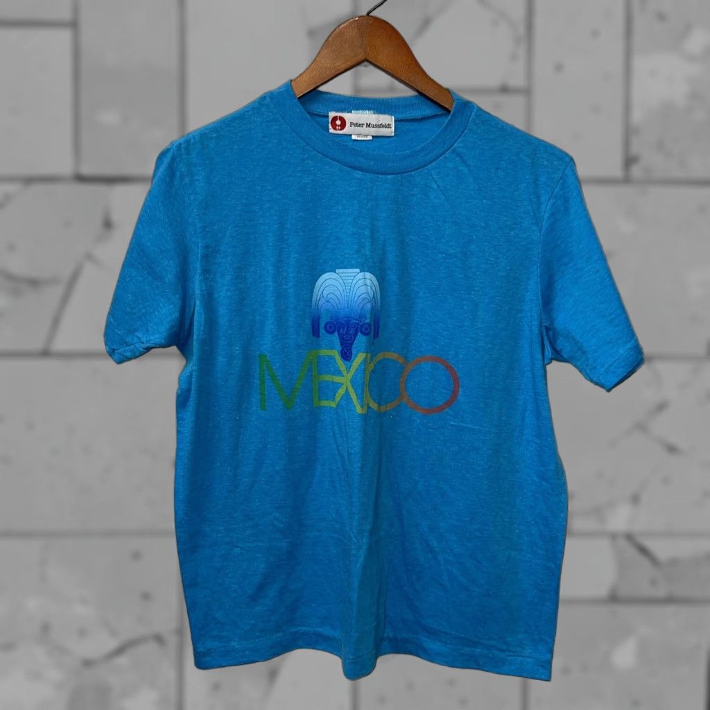 Vintage VINTAGE Peter Mussfeldt T-Shirt Blue XL Mens SINGLE STITCH Mexico Stitch Size US XL / EU 56 / 4 - 1 Thumbnail