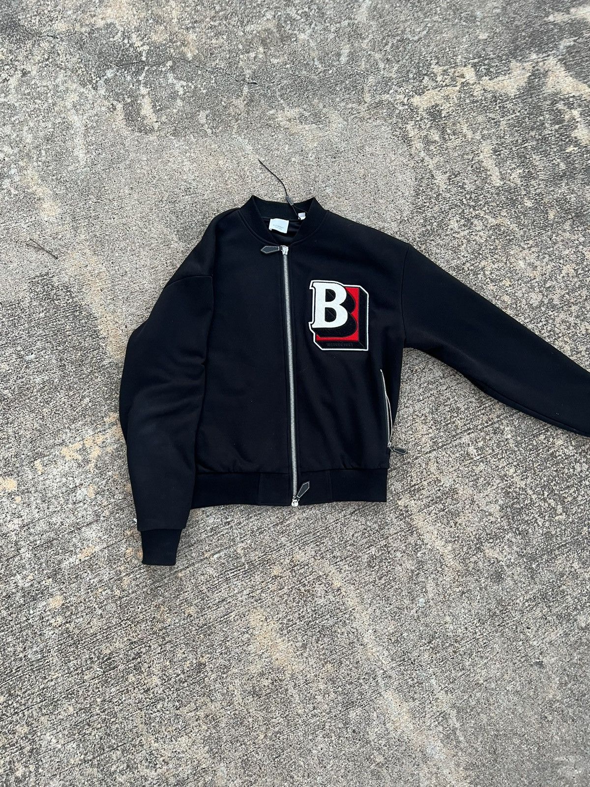 image of Burberry Eugene Brand-Patch Stretch-Cotton Varsity Jacket - in Black, Men's (Size Small)