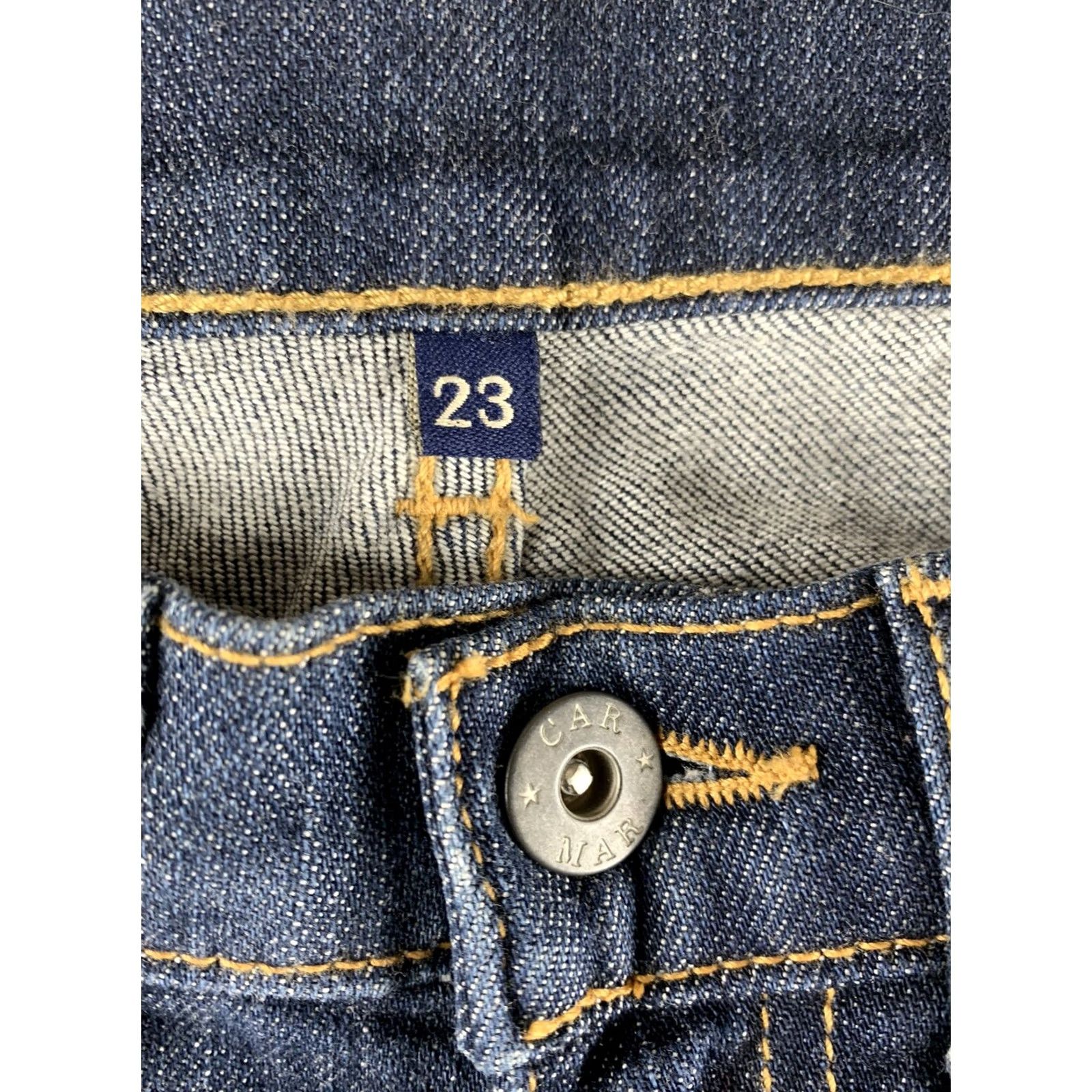 Vintage CARMAR BLUE Skinny Jeans size 23 ANKLE CUT OFF 26X26 Floral Embroidered Size 40" / US 18 - 7 Thumbnail