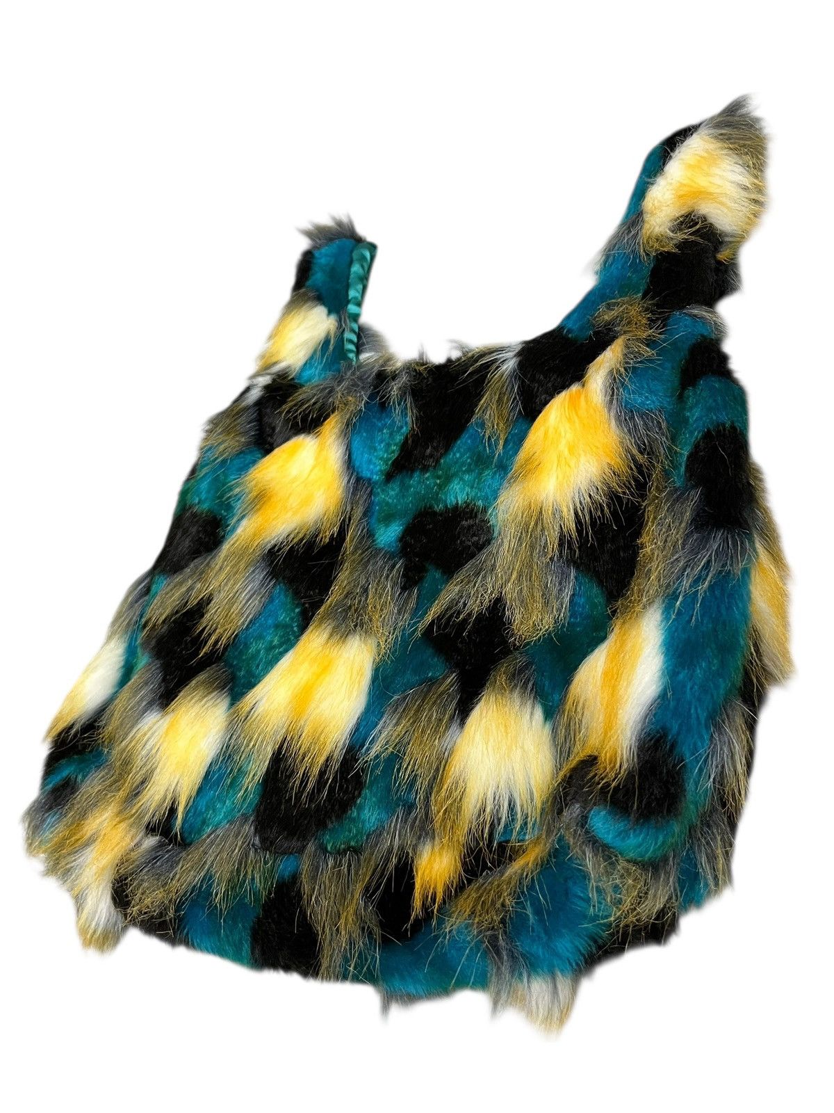 United Colors Of Benetton 🔥Benetton Faux Fur Magnetic Closure Tote Y2K LGB IF 6 9 Size ONE SIZE - 3 Thumbnail