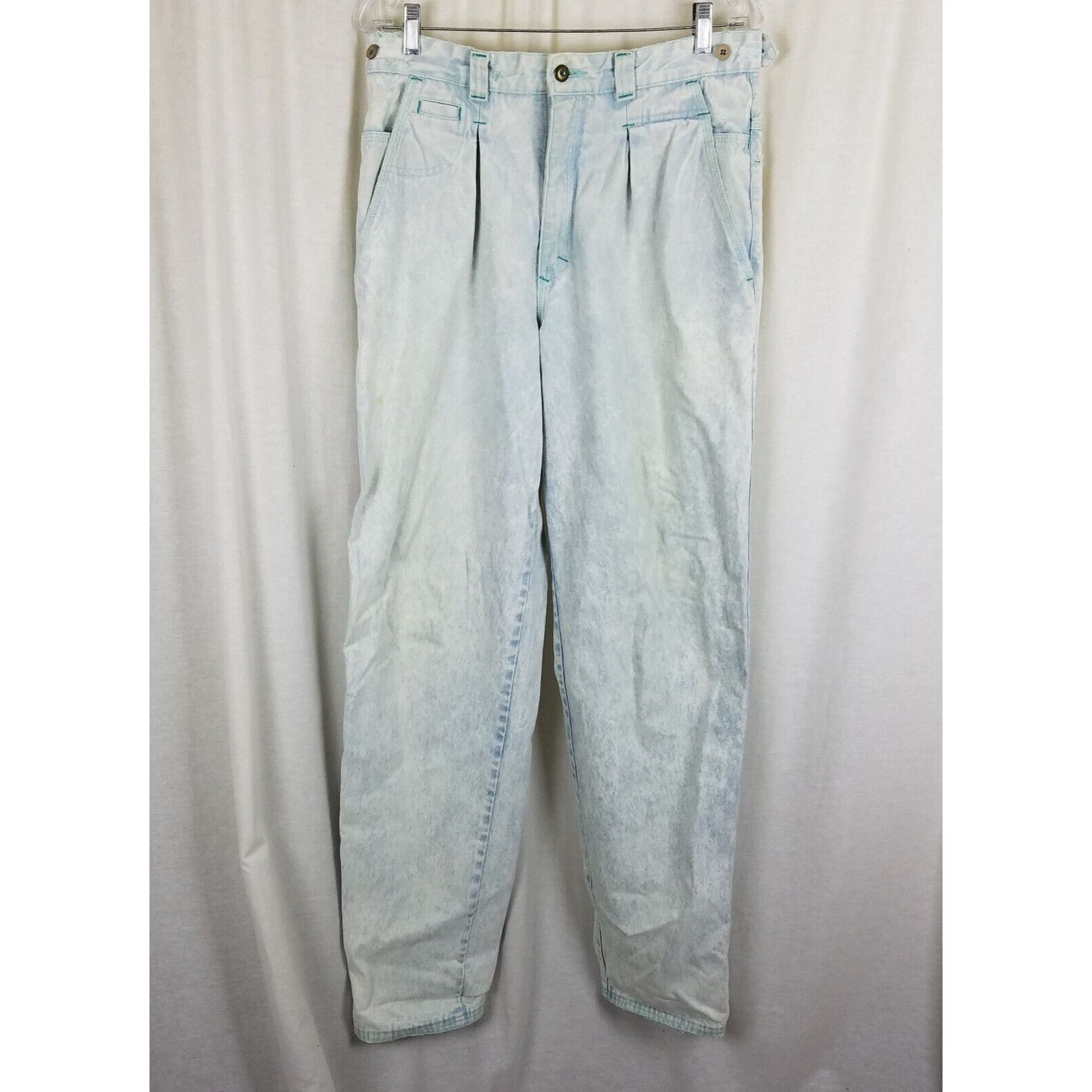 UNIONBAY Vtg UnionBay Buckle Back High Waist Acid Bleached Jeans Pant Size 33" - 2 Thumbnail
