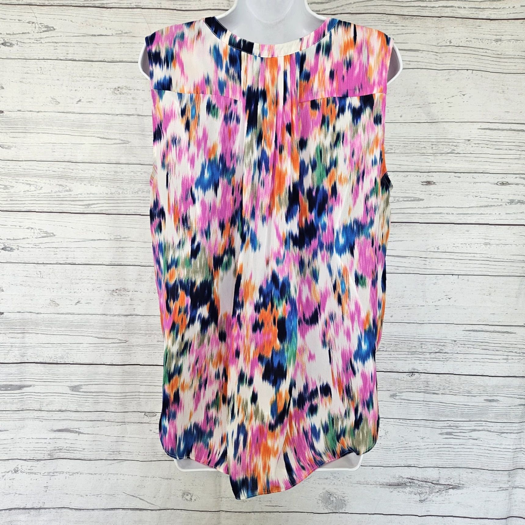 NYDJ NYDJ Womens Top Sz Large Pink Blue Sleeveless Pleated Back Size L / US 10 / IT 46 - 3 Thumbnail